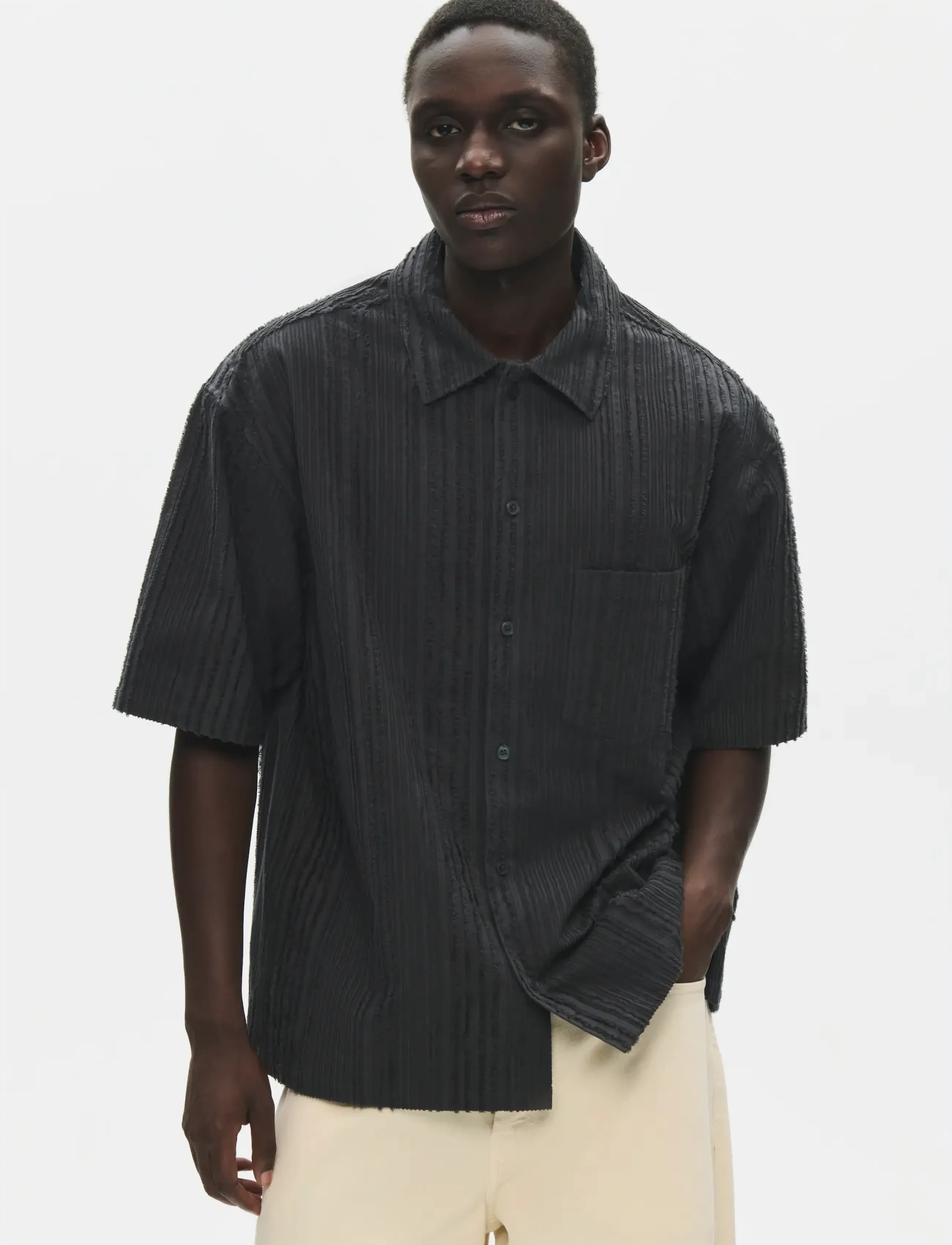 WOOD WOOD WWCarter SS shirt 25410 - E-smaspäev - PIRATE BLACK / black