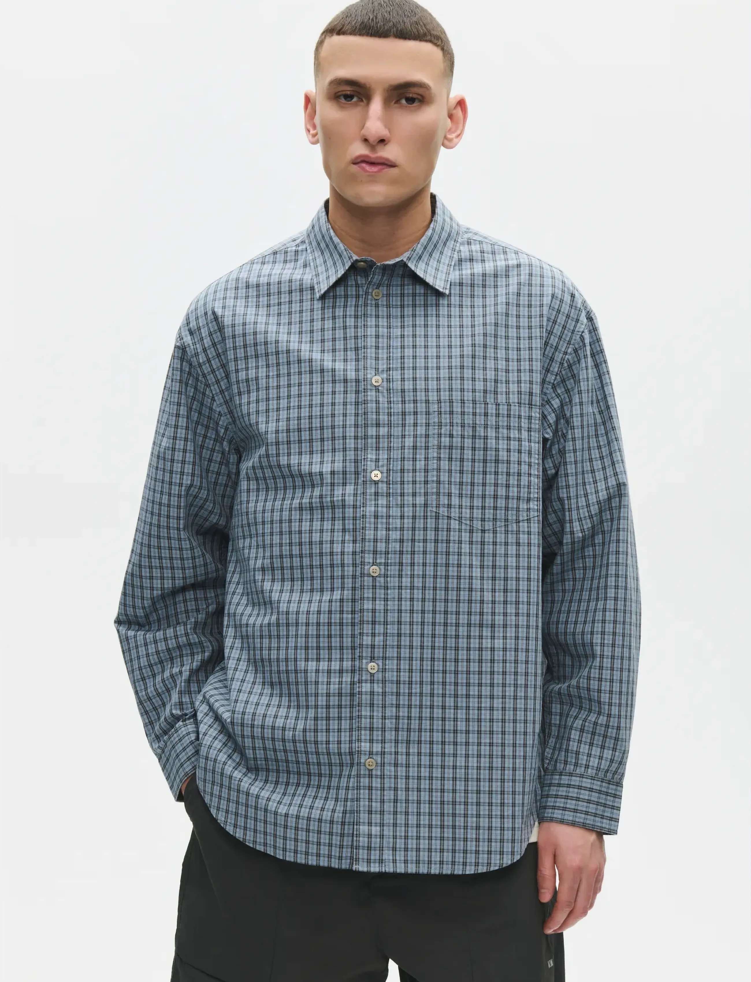WOOD WOOD WWCarter shirt 25115 - Collections - RAINWASHED CHECK / blue