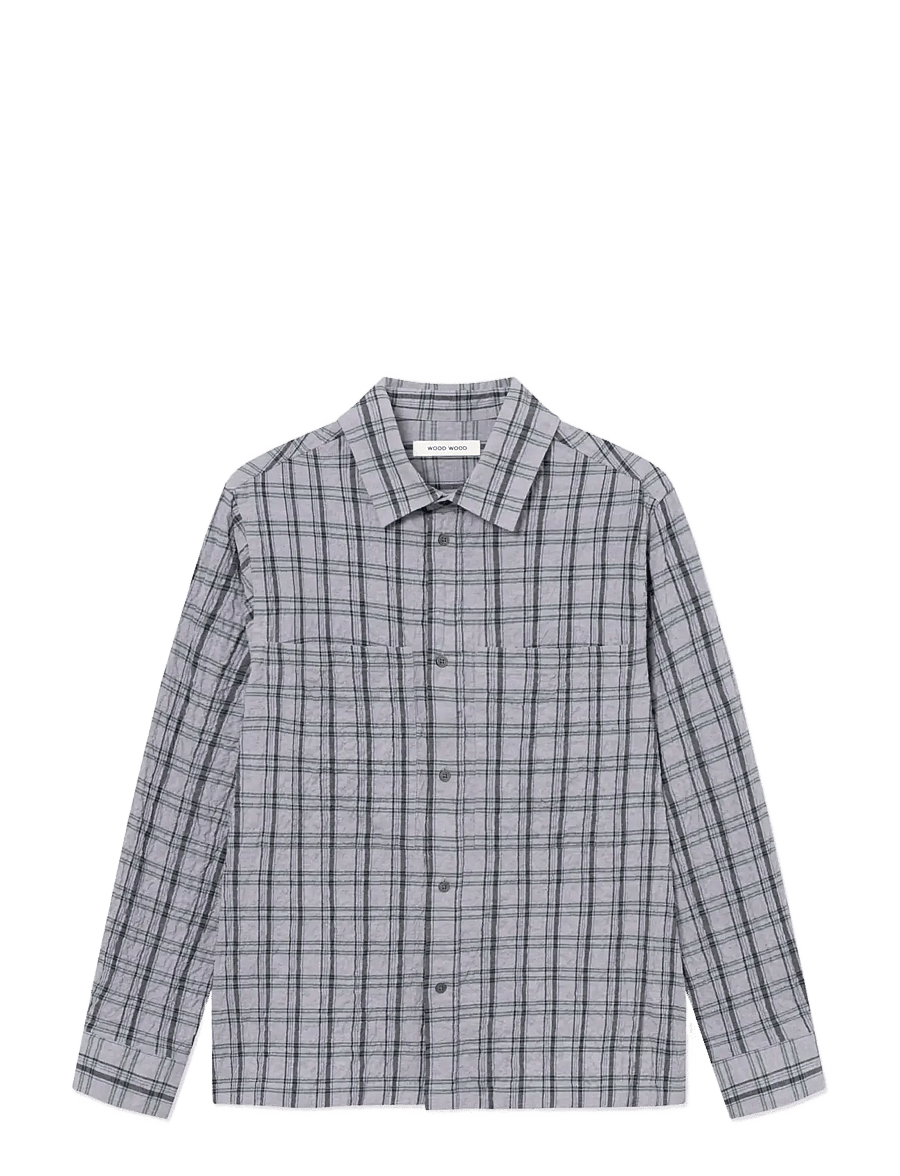WOOD WOOD - WWNico X shirt 25348 - basic-hemden - minimal gray check - 1