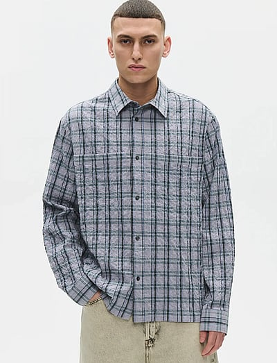 WOOD WOOD WWNico X shirt 25348 - Shirts - MINIMAL GRAY CHECK / grey
