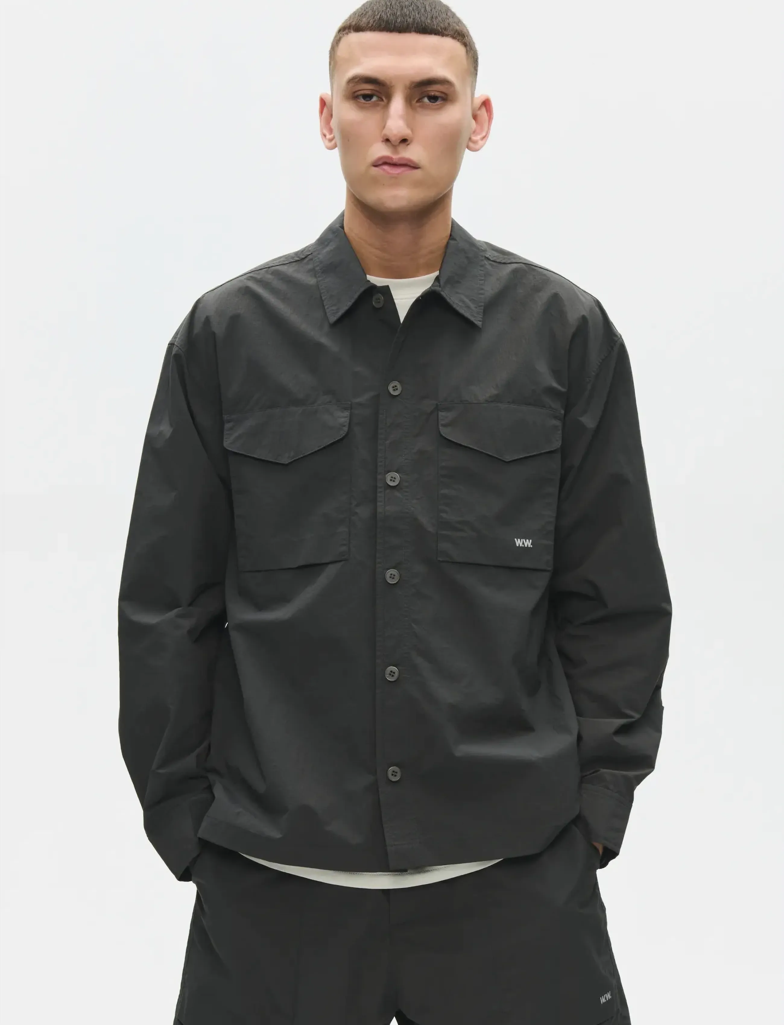 WOOD WOOD WWDavid overshirt 25412 - Overshirts - PIRATE BLACK / black