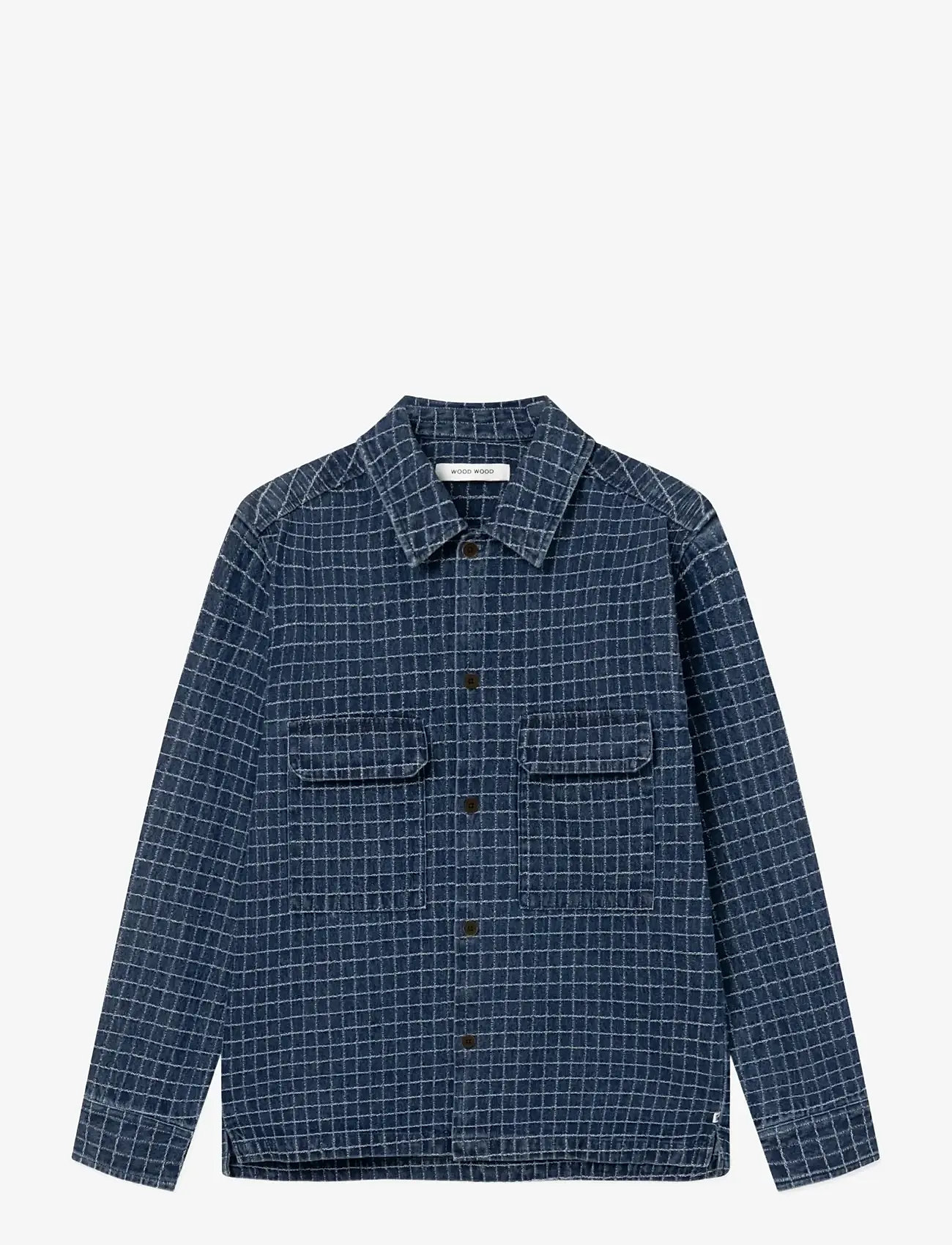WOOD WOOD - WWDavid overshirt 25421 - puhkuse põhitooted - denim check - 1