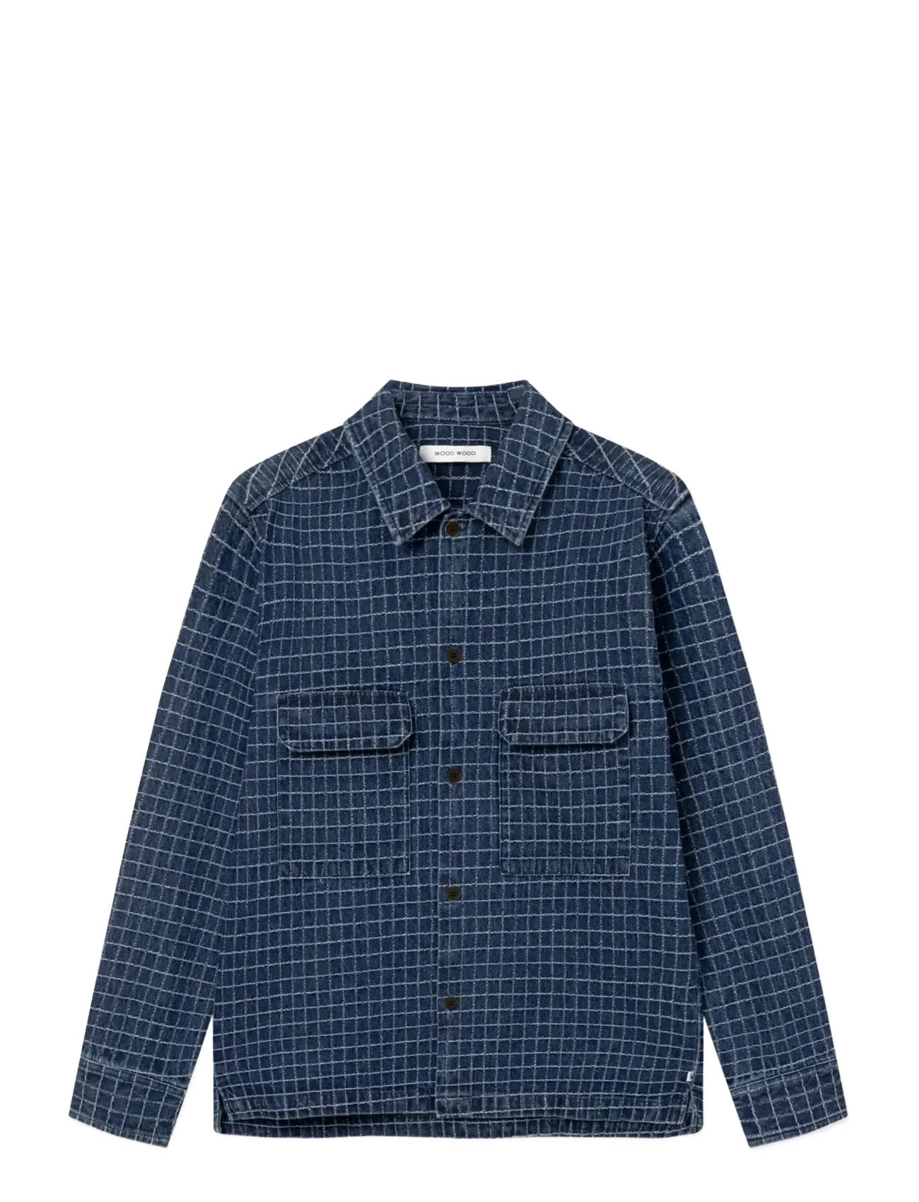 WOOD WOOD WWDavid overshirt 25421 - WOOD WOOD - DENIM CHECK / navy