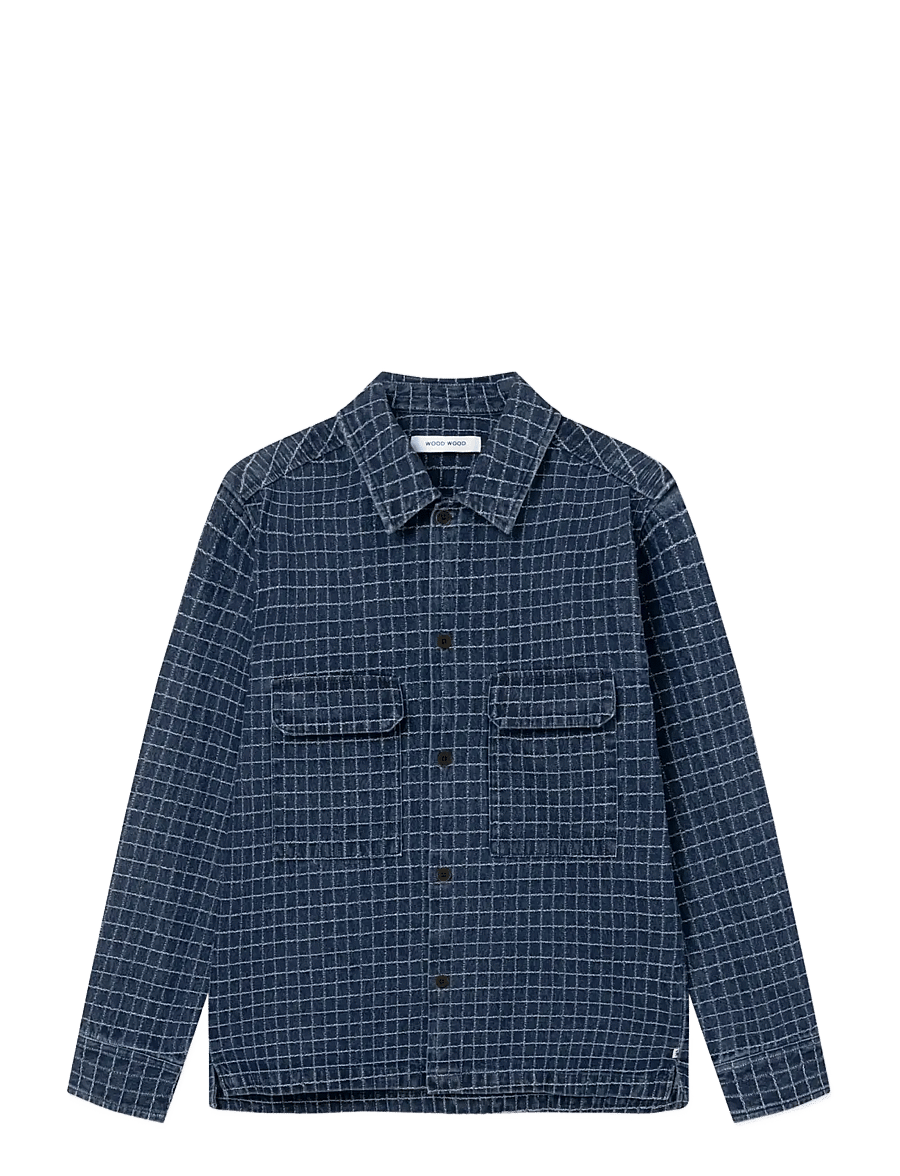 WOOD WOOD - WWDavid overshirt 25421 - shop efter stil - denim check - 1