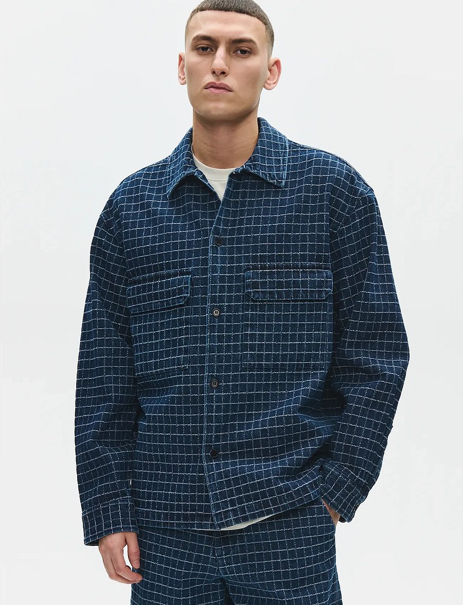 WOOD WOOD - WWDavid overshirt 25421 - shop efter stil - denim check - 0
