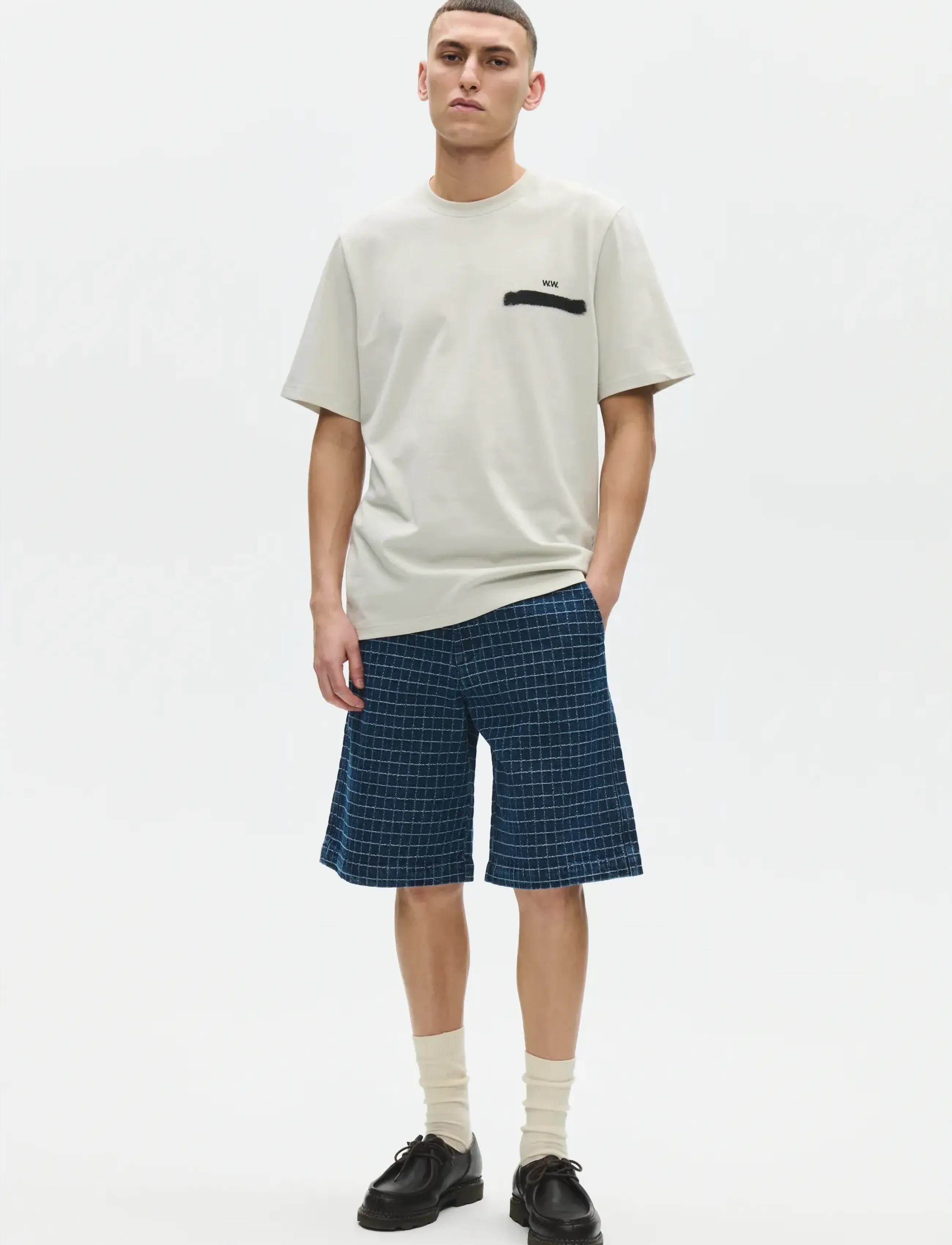 WOOD WOOD - WWLuca shorts 25421 - casual shorts - denim check - 2