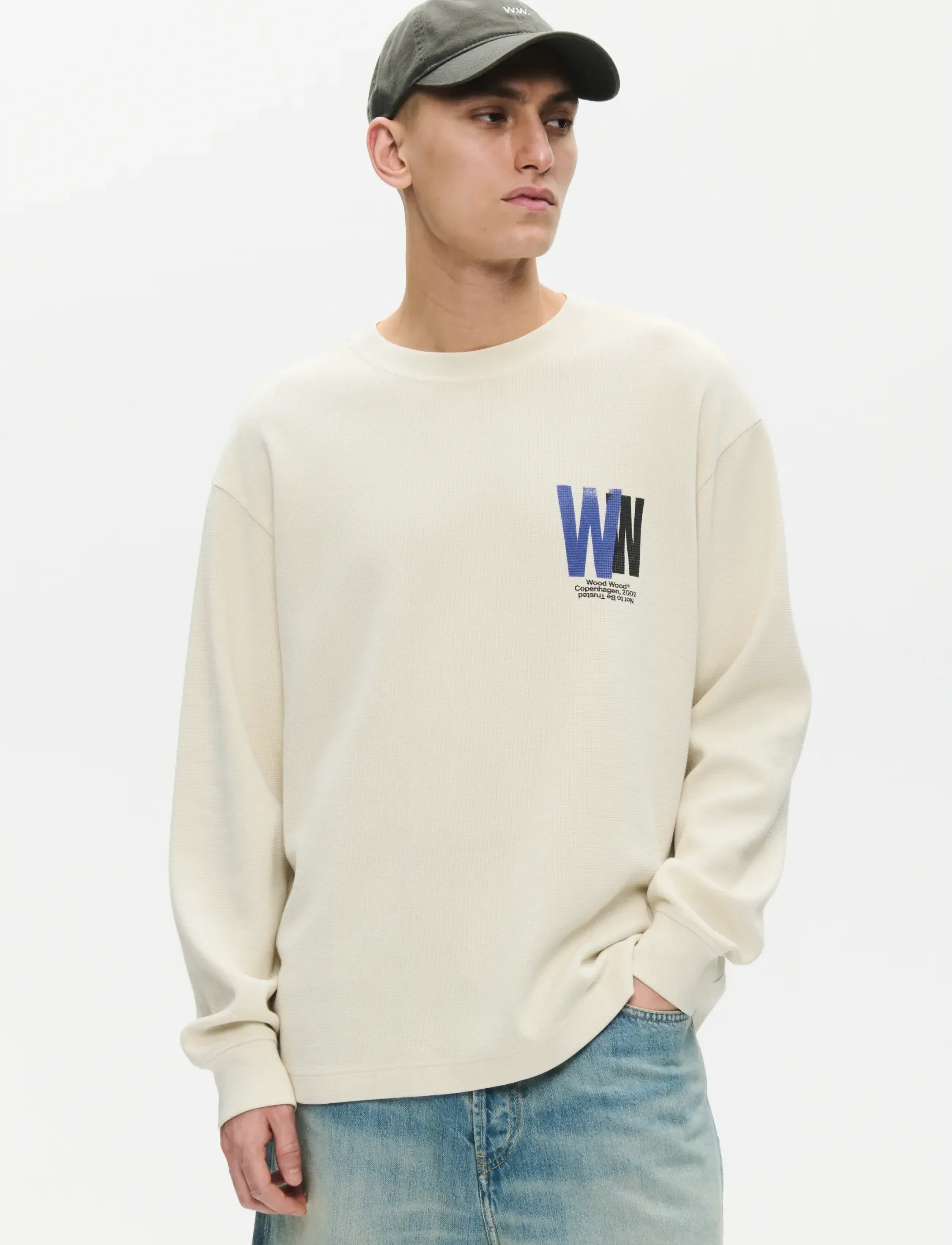 WOOD WOOD WWKeisan ls tee 25414 - E-smaspäev - SILVER BIRCH / cream