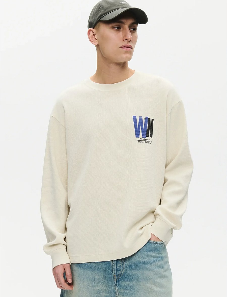 WOOD WOOD - WWKeisan ls tee 25414 - langærmede t-shirts - silver birch - 0
