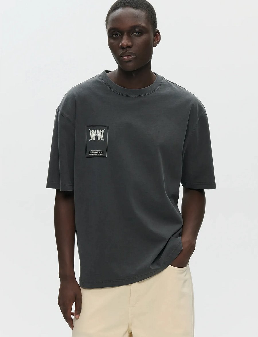 WOOD WOOD - WWGary taxi tee 25207 - kurzärmelig - washed black - 0