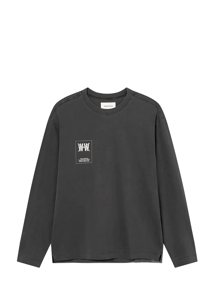 WOOD WOOD - WWRyan taxi ls tee 25207 - långärmade t-shirts - washed black - 1