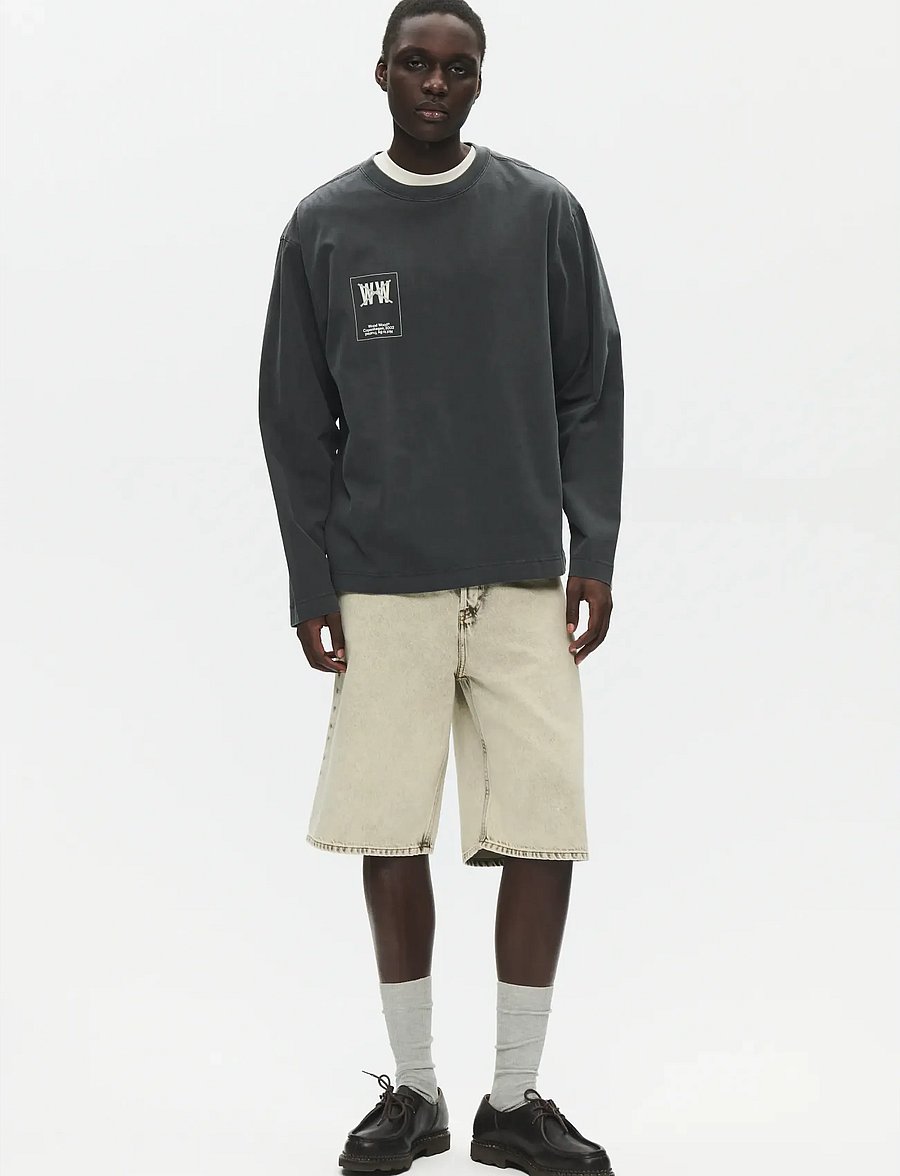 WOOD WOOD - WWRyan taxi ls tee 25207 - långärmade t-shirts - washed black - 2