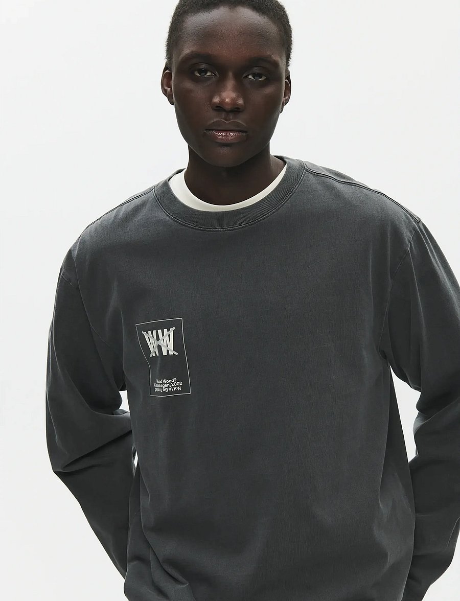 WOOD WOOD - WWRyan taxi ls tee 25207 - långärmade t-shirts - washed black - 4