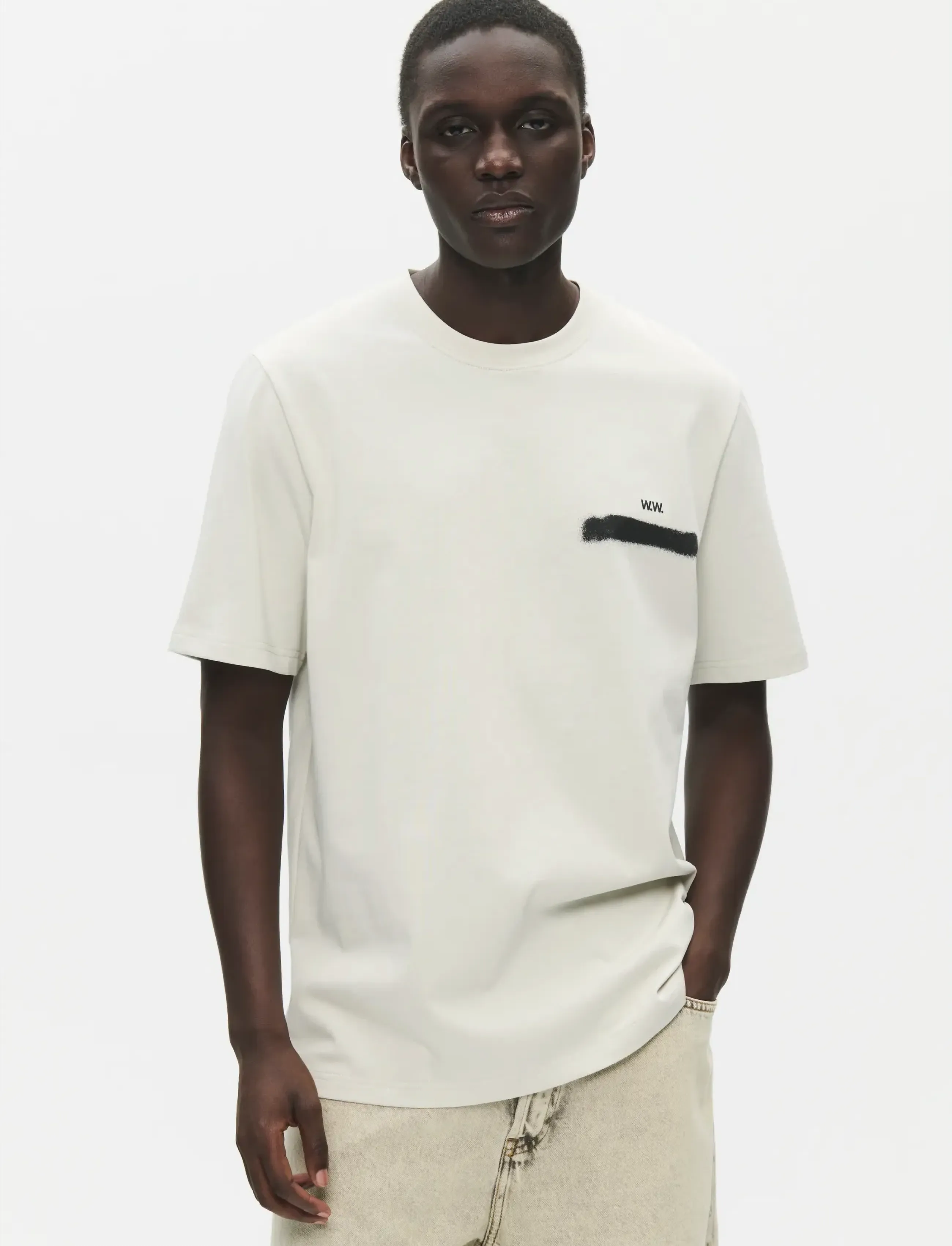 WOOD WOOD WWBobby circle tee 25431 - Collections - SILVER BIRCH / cream