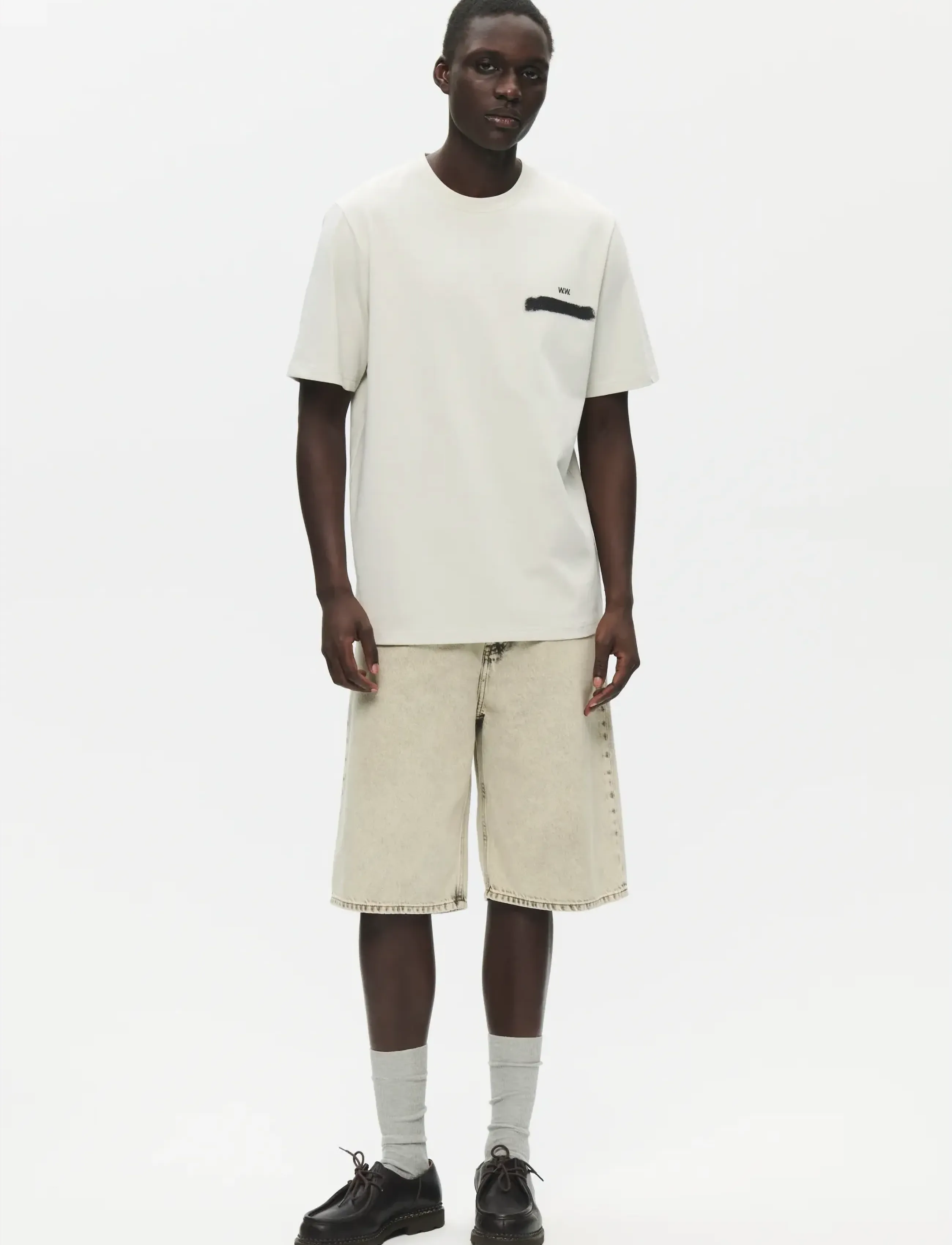 WOOD WOOD - WWBobby circle tee 25431 - korte mouwen - silver birch - 3