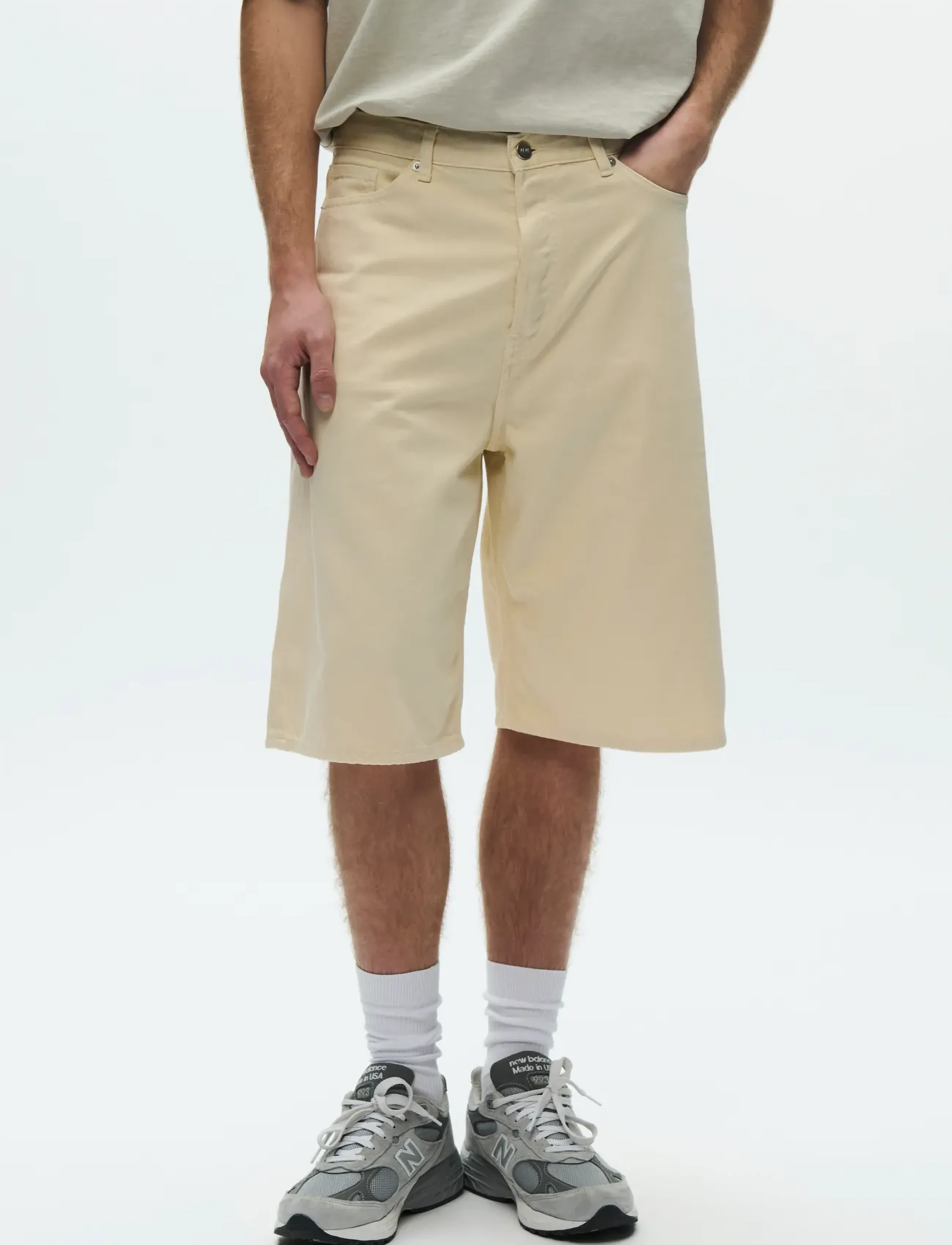 WOOD WOOD Wwtype 16 Jorts 25377, Mænd, Brede Ben Jorts, Cream, Str: 36