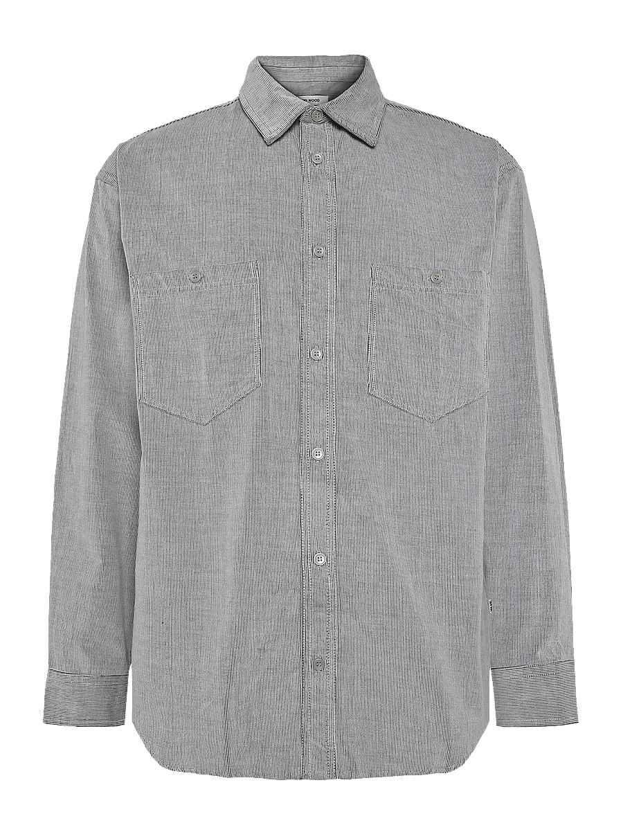 WOOD WOOD - WWCarter shirt 25449 - randiga skjortor - meteorite - 1