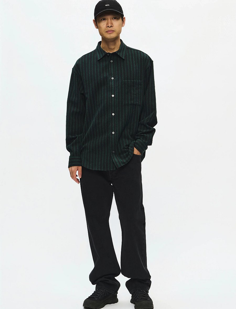WOOD WOOD - WWCarter shirt 25454 - striped shirts - ultra green stripe - 0
