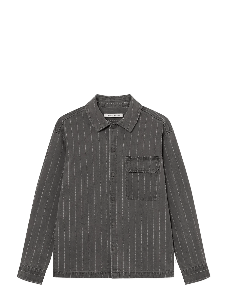 WOOD WOOD - WWDavid overshirt 25456 - stribede skjorter - grey denim - 1