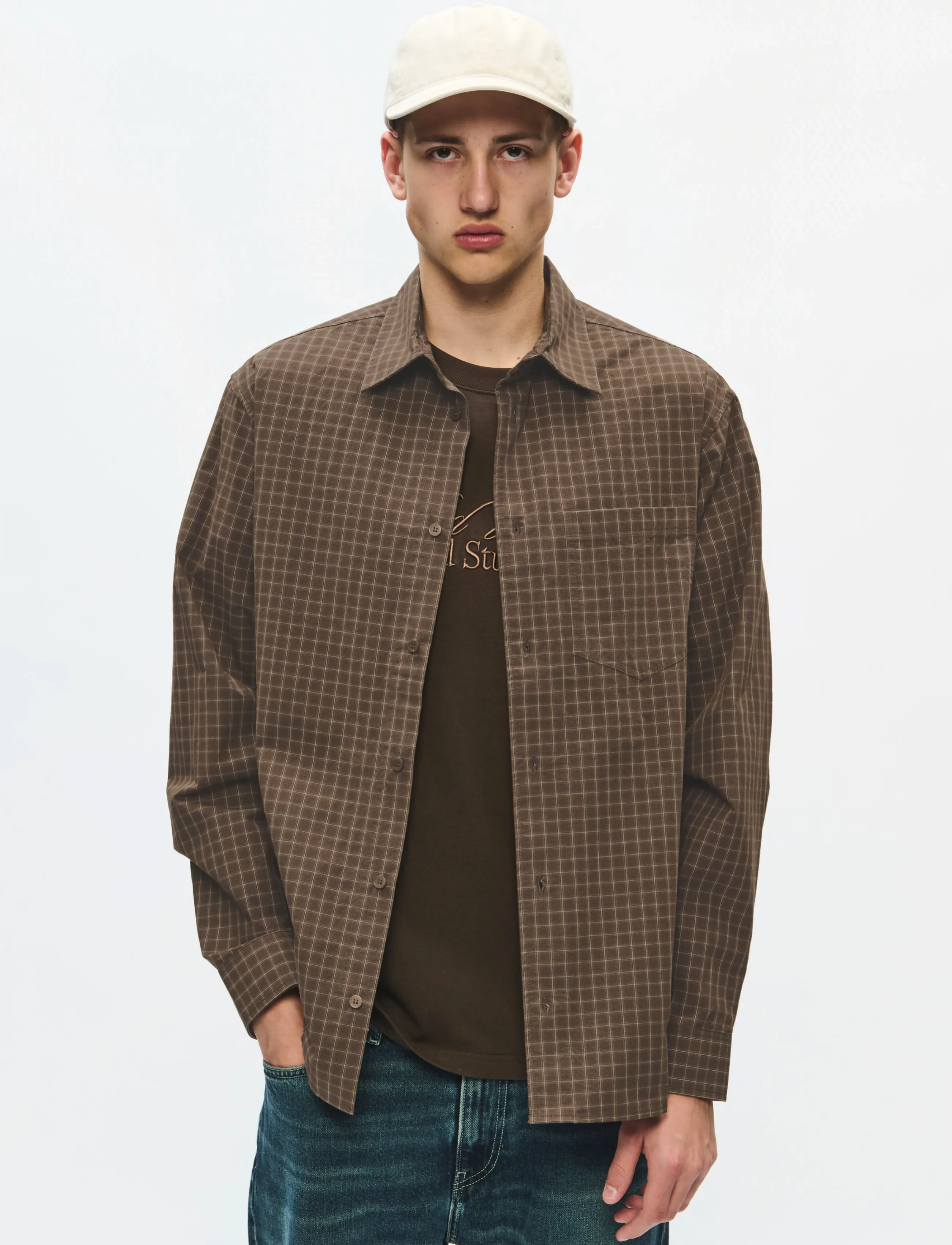 WOOD WOOD WWNico shirt 25391 - Särgid - DESERT PALM CHECK / brown