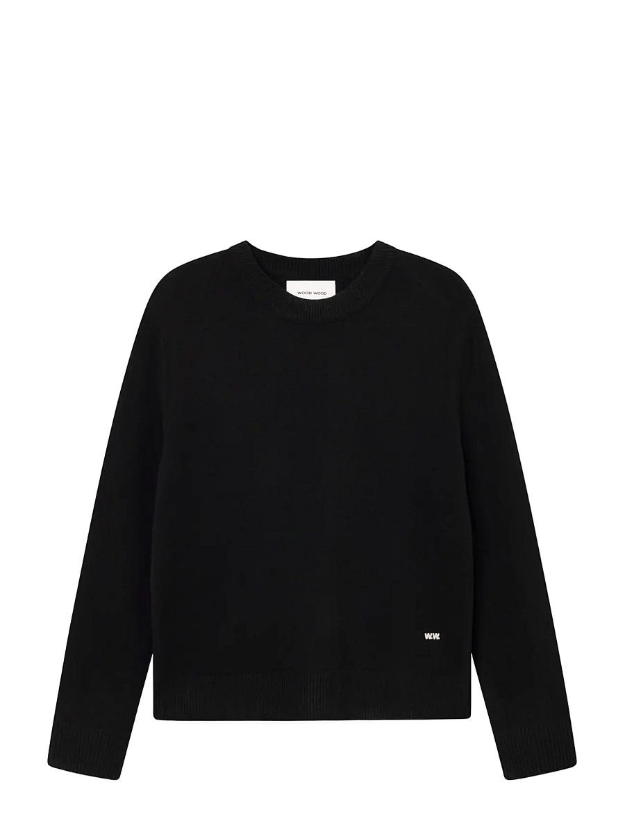 WOOD WOOD - WWlogo crew neck 25298 - rundhalsad - black - 1