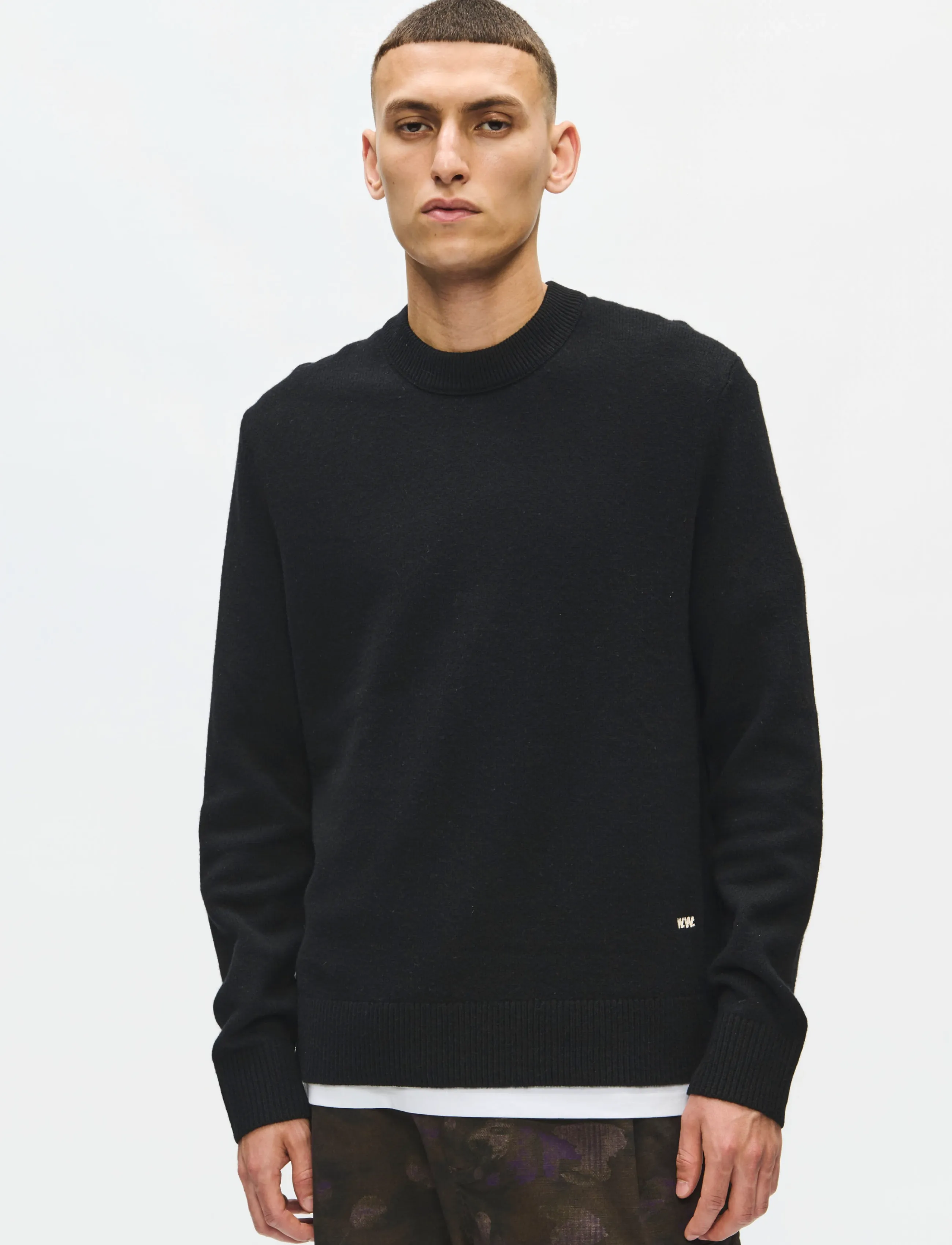 WOOD Wwlogo Crew Neck 25298, XS, Knitwear, Schwarz - Round Necks, Männerswear