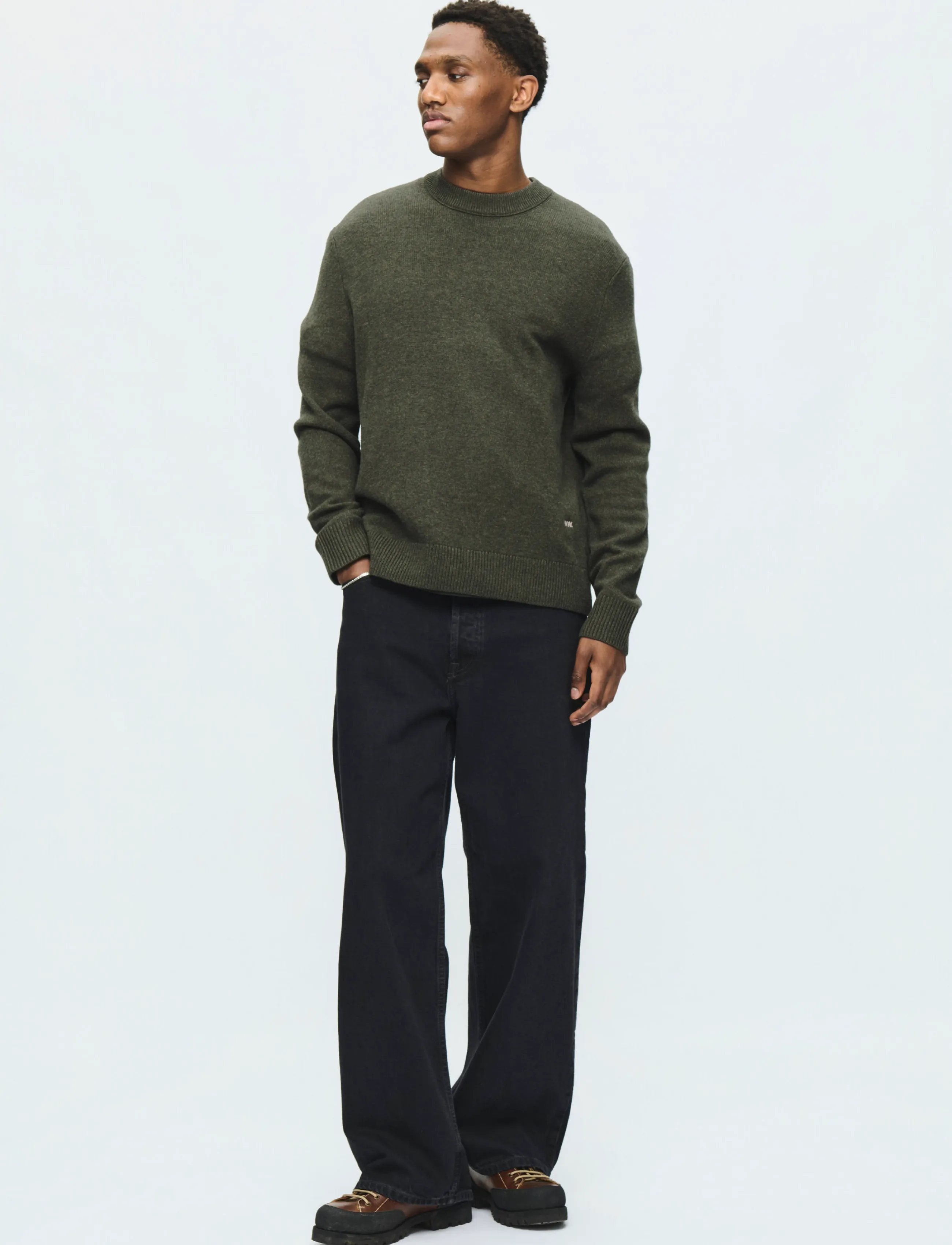 WOOD WOOD - WWlogo crew neck 25298 - rundhals - deep depths - 2