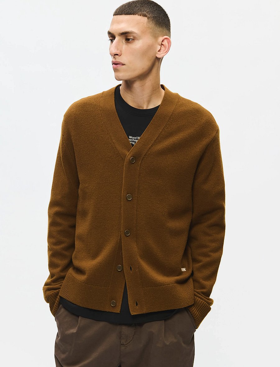 WOOD WOOD - WWlogo cardigan 25298 - strickjacken - desert palm - 0