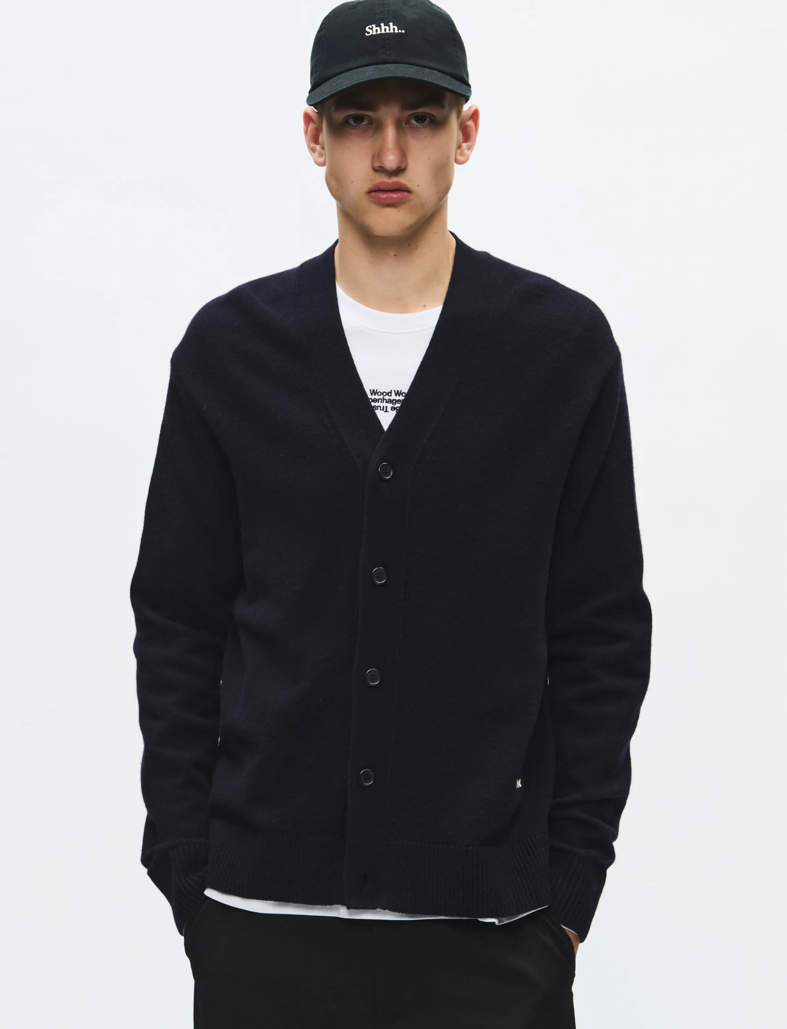 WOOD WOOD Wwlogo Cardigan 25298, XS, Navy, Strik > Cardigans, Herre