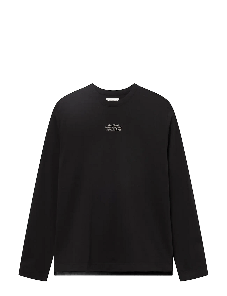 WOOD WOOD - WWRyan LS tee 25490 - långärmade t-shirts - black - 1