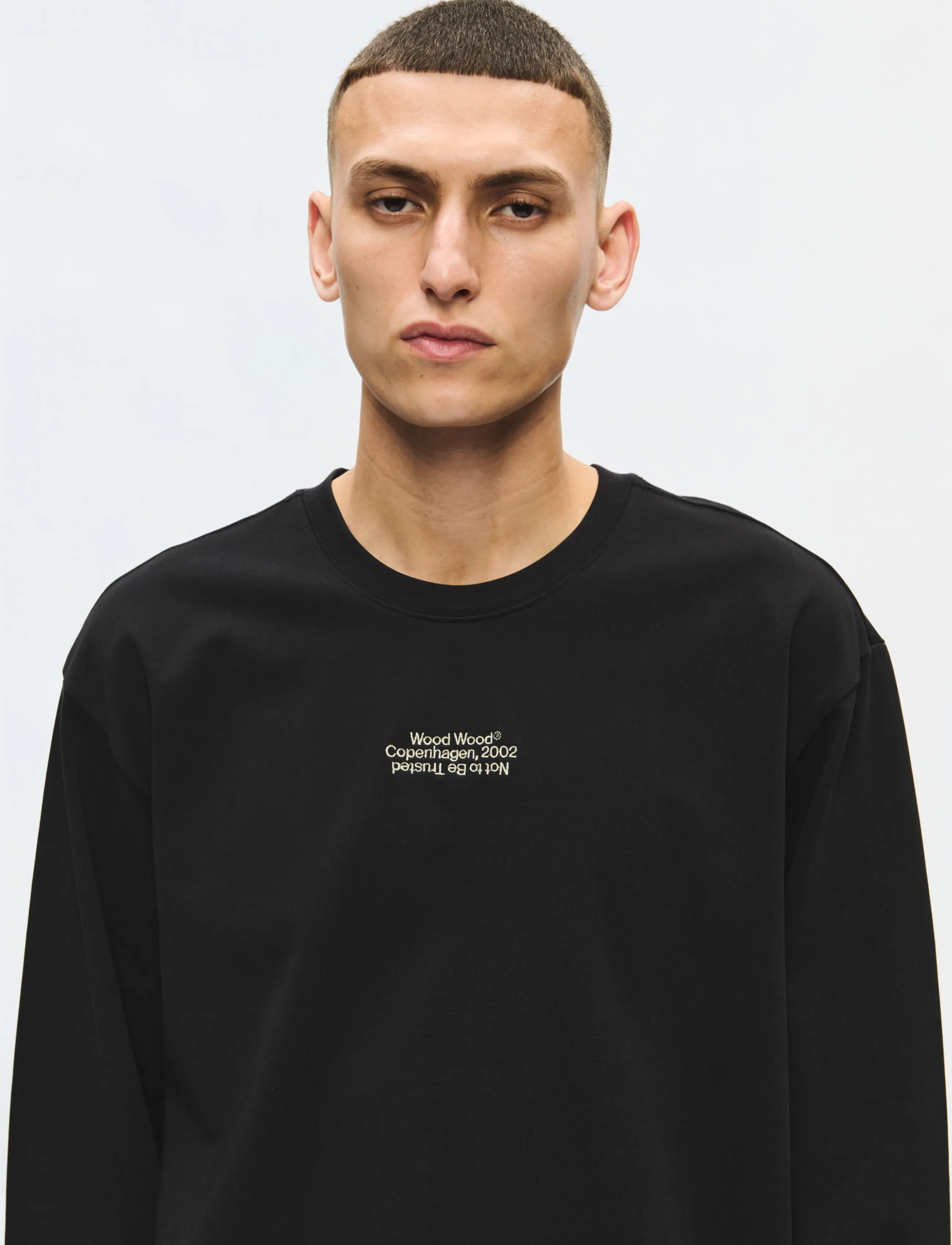 WOOD WOOD Wwryan Ls Tee 25490, Mænd, Langærmet T-Shirt, Sort, Str: S