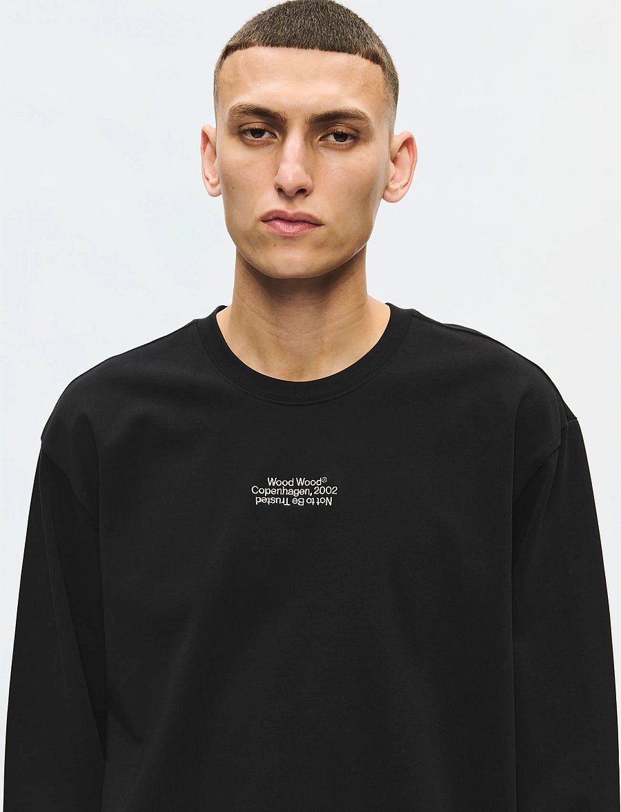 WOOD WOOD - WWRyan LS tee 25490 - långärmade t-shirts - black - 0