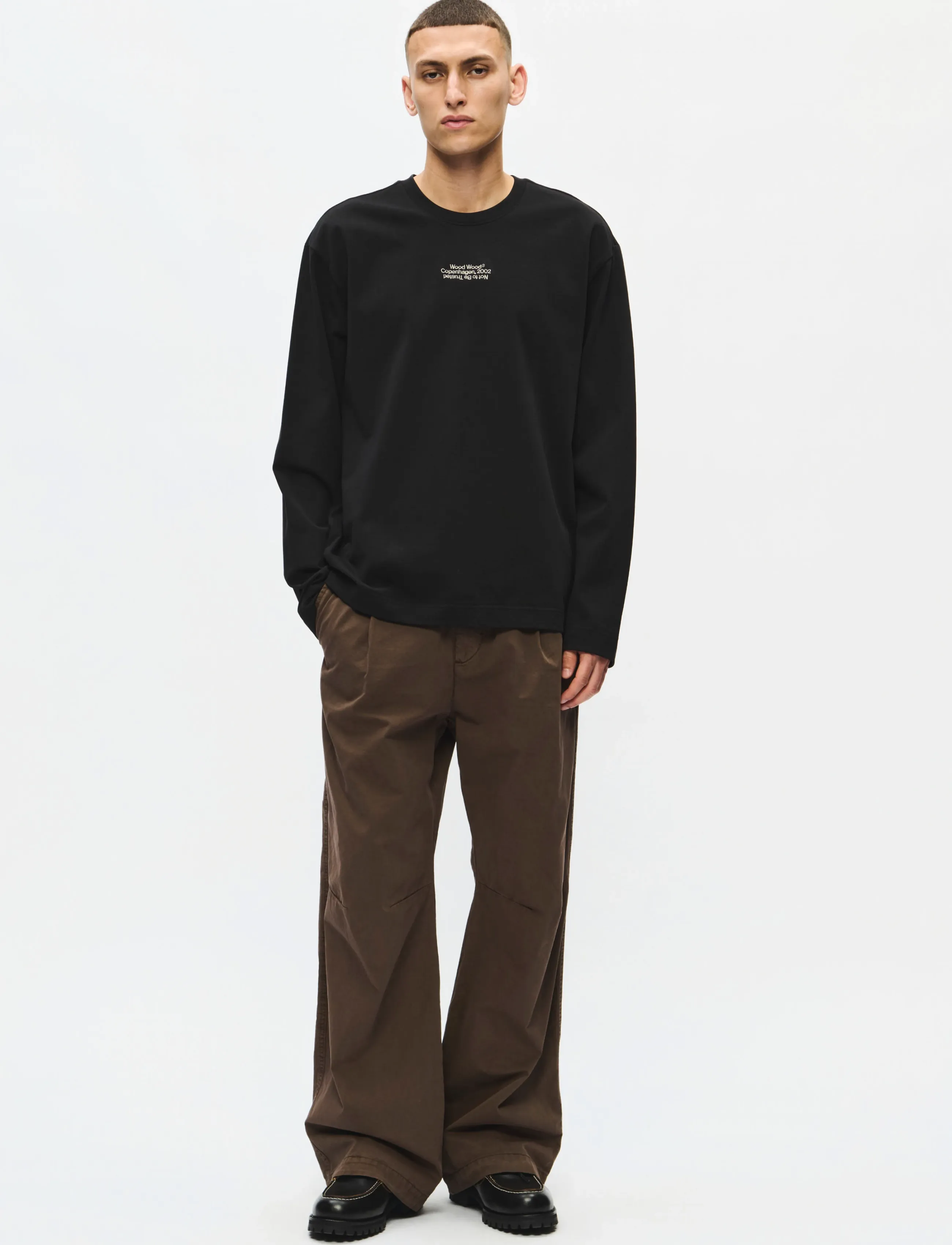 WOOD WOOD - WWRyan LS tee 25490 - långärmade t-shirts - black - 4