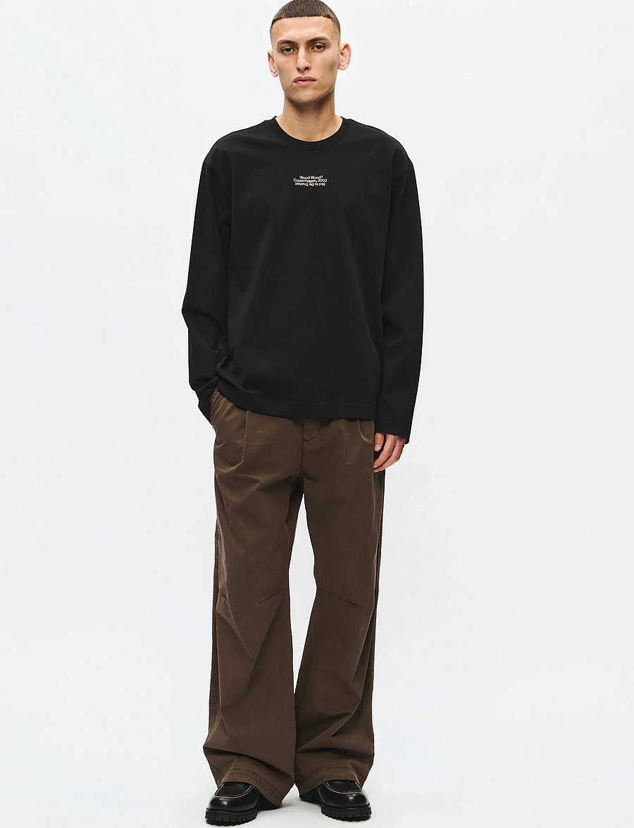 WOOD WOOD - WWRyan LS tee 25490 - långärmade t-shirts - black - 4