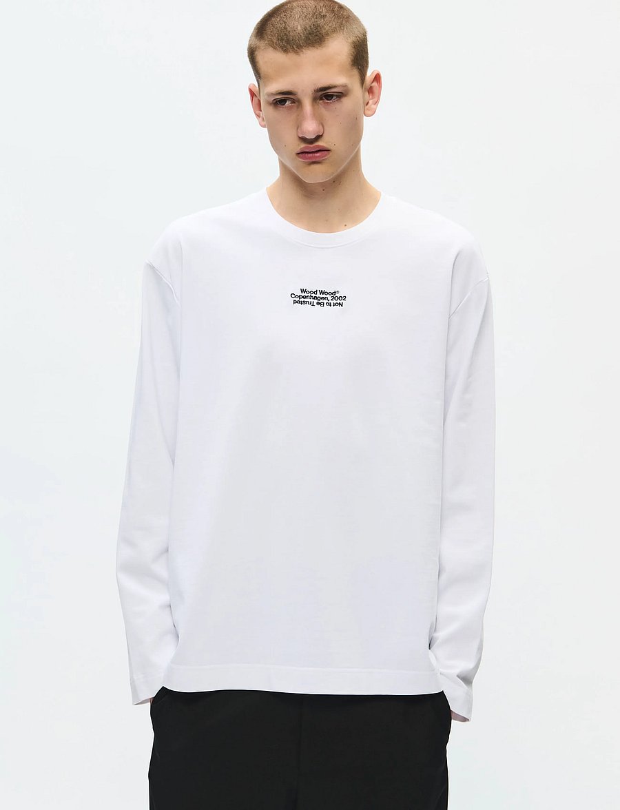 WOOD WOOD - WWRyan LS tee 25490 - langärmelige t-shirts - bright white - 0