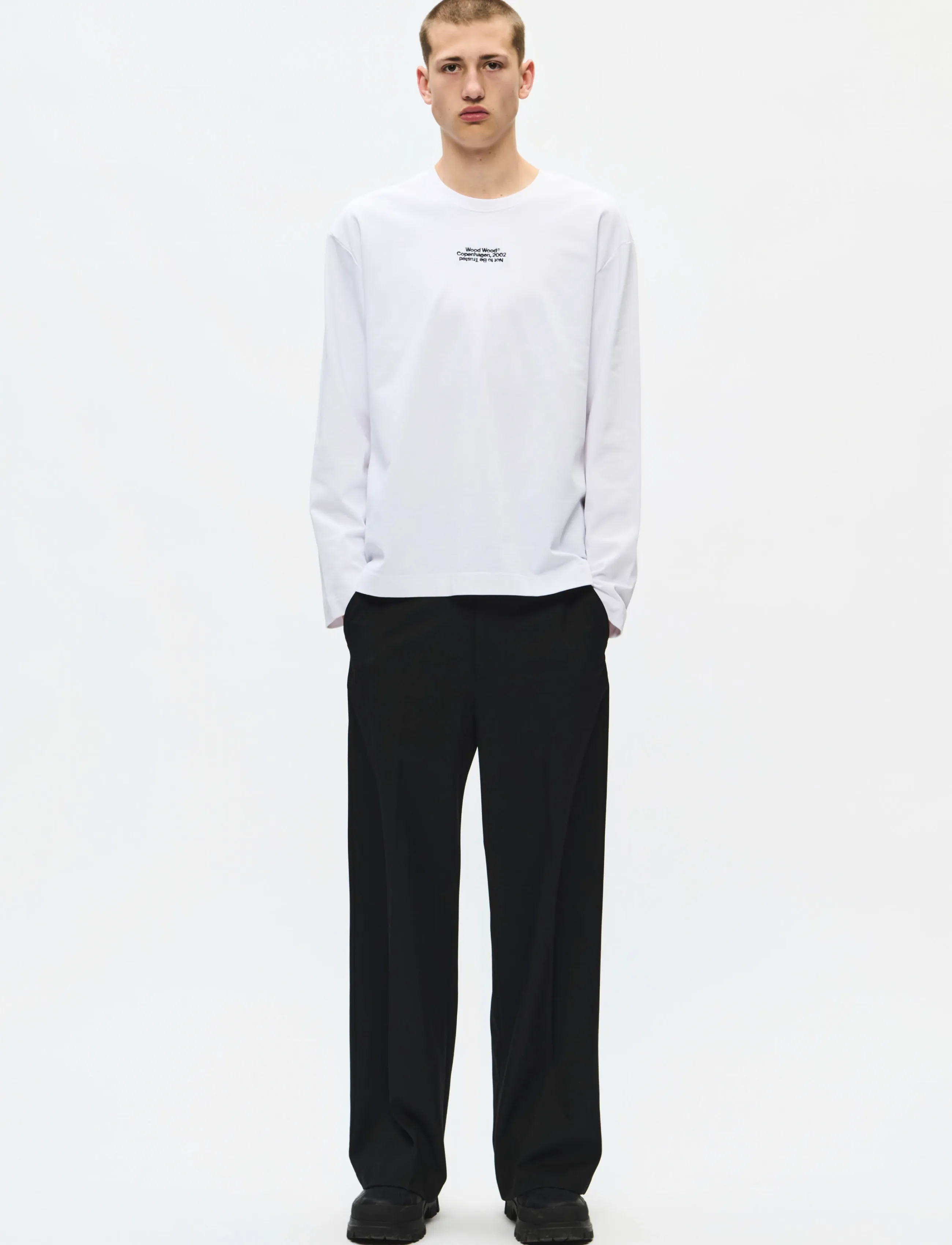 WOOD WOOD - WWRyan LS tee 25490 - langærmede t-shirts - bright white - 3