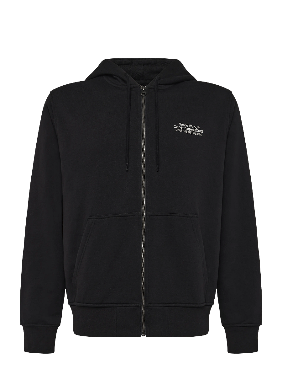 WOOD WOOD - WWIan zipper Hoodie 25429 - sweats à capuche - black - 1