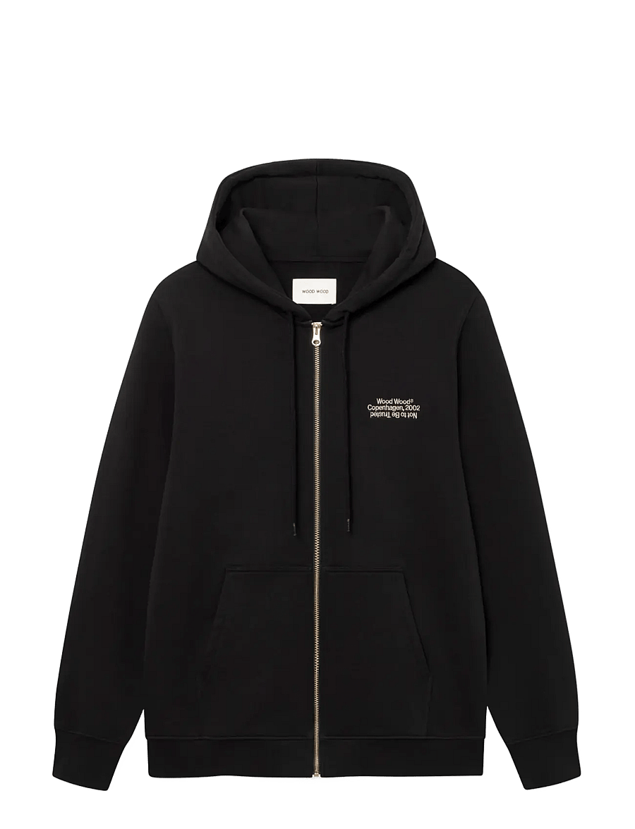 WOOD WOOD - WWIan zipper Hoodie 25429 - hoodies - black - 1