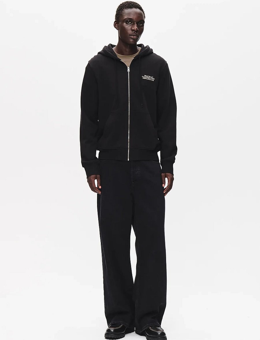 WOOD WOOD - WWIan zipper Hoodie 25429 - hoodies - black - 3