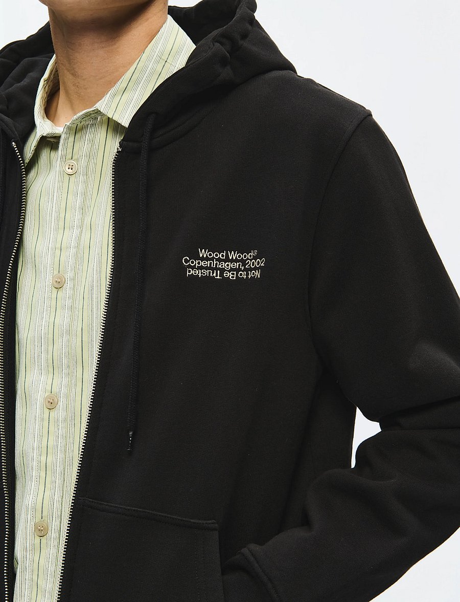 WOOD WOOD - WWIan zipper Hoodie 25429 - hoodies - black - 4