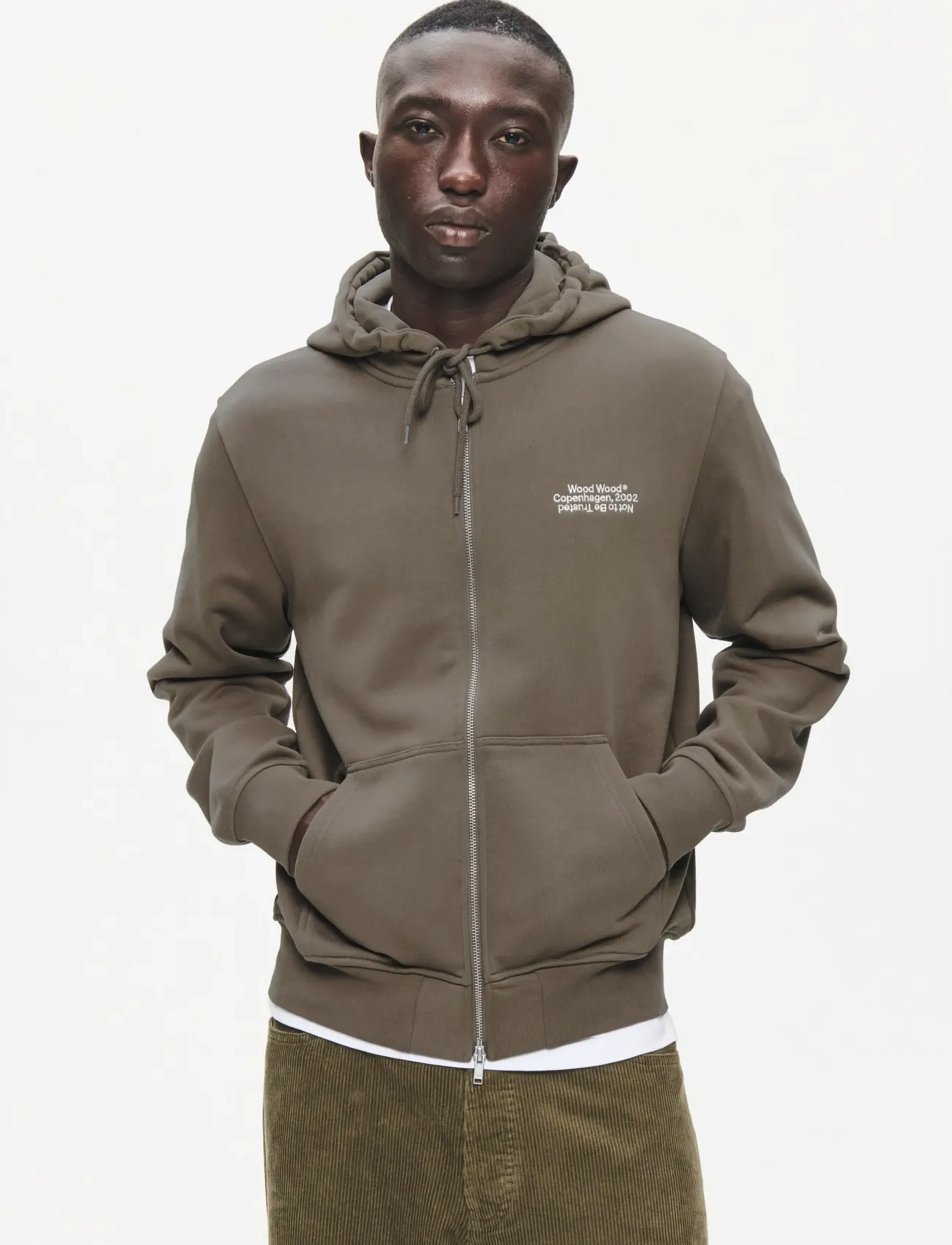 WOOD WOOD WWIan zipper Hoodie 25429 - Sweatshirts & Hoodies - CROCODILE / khaki/green