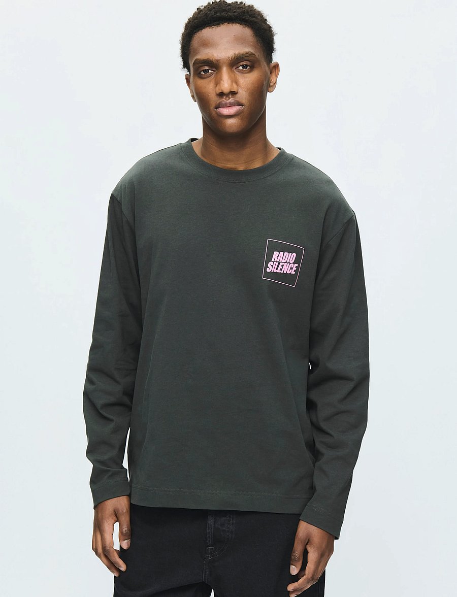 WOOD WOOD - WWRyan radio LS tee 25220 - pikkade varrukatega t-särgid - pirate black - 0