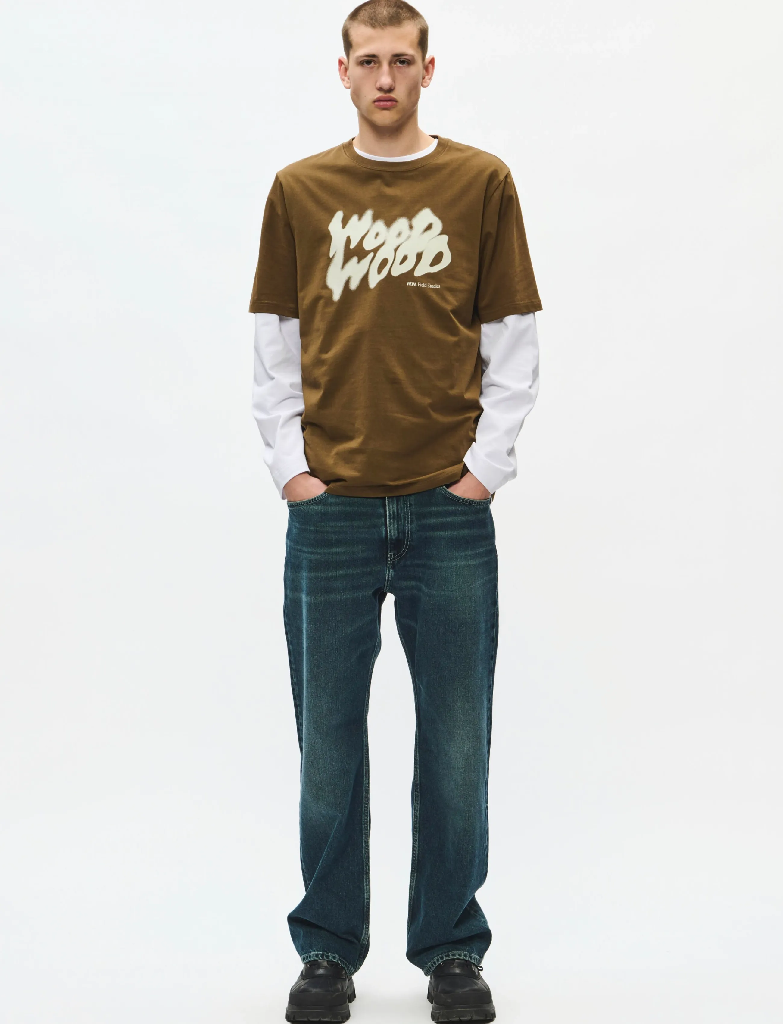 WOOD WOOD WWBobby cloud tee 25493 - T-Shirts - DESERT PALM / brown