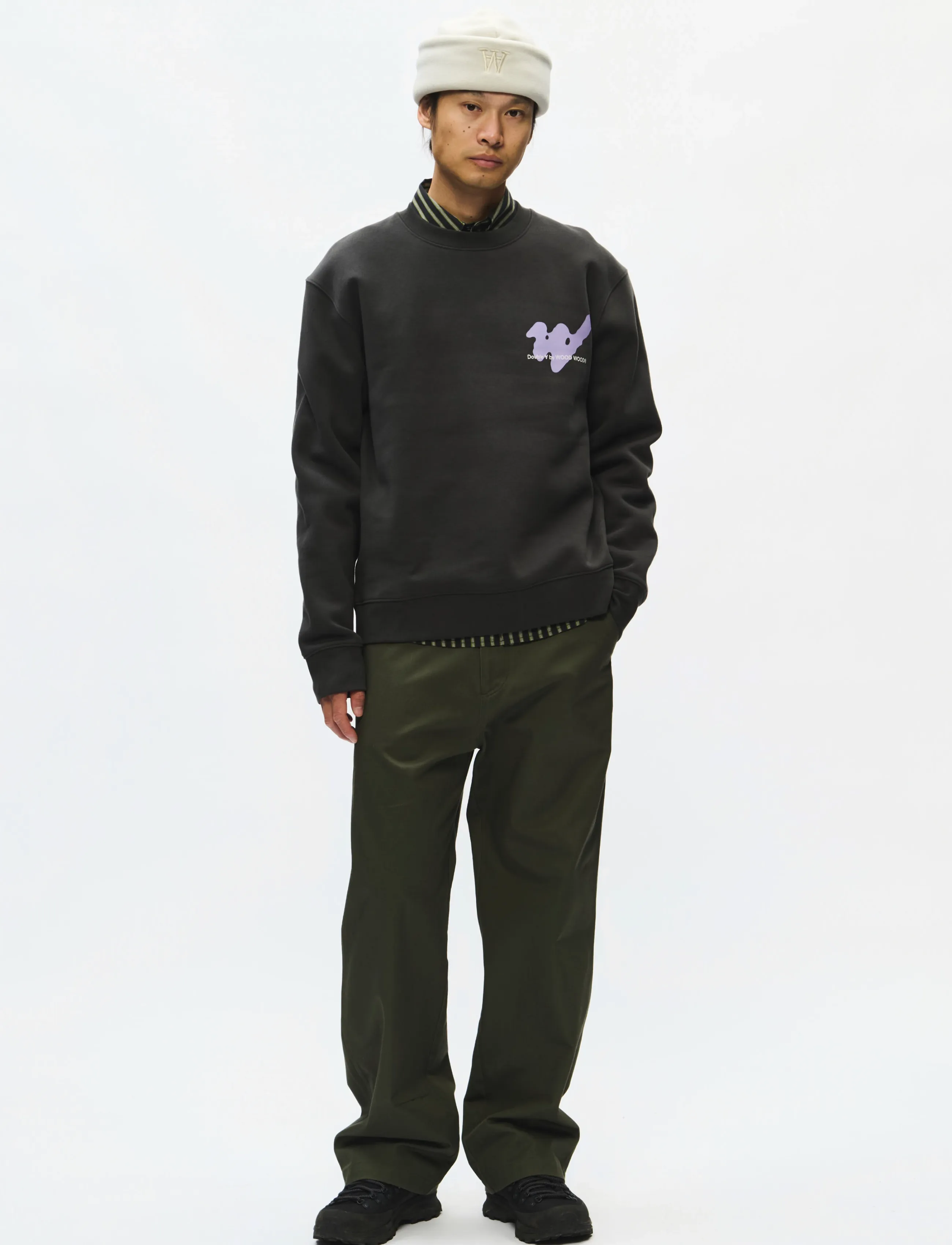 WOOD WOOD - WWJames ghost crew neck 25080 - pirate black - 3