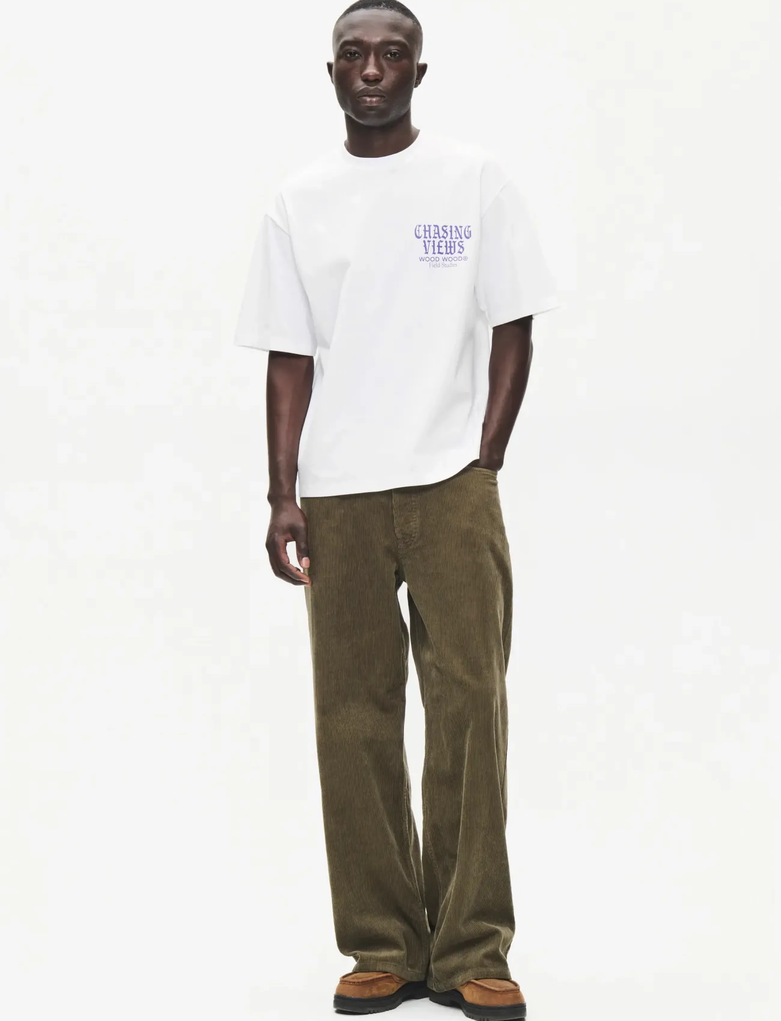 WOOD WOOD - WWGary flares tee 25530 - bright white - 4