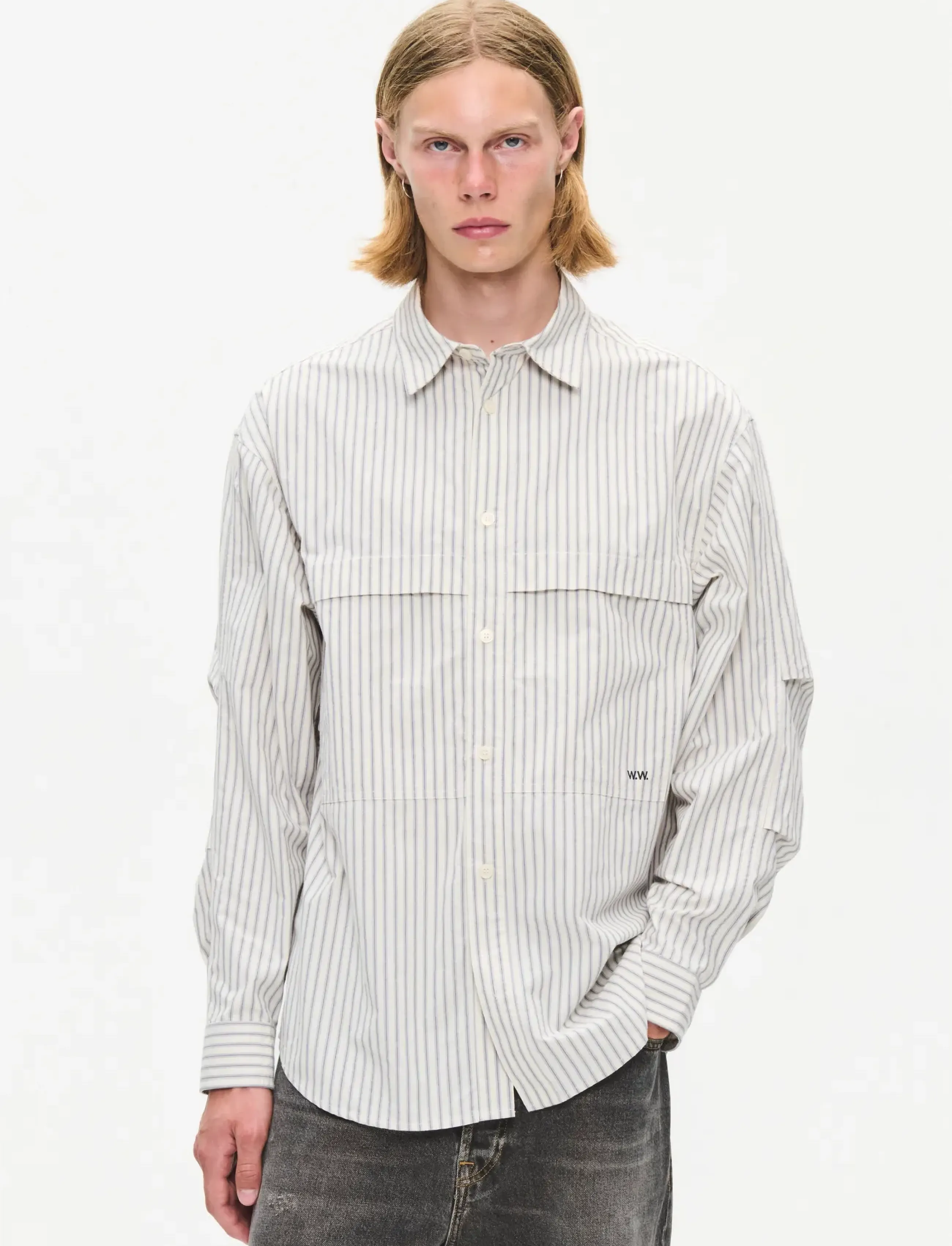 WOOD WOOD WWCarter shirt 25391 - WOOD WOOD - SILVER BIRCH STRIPE / cream