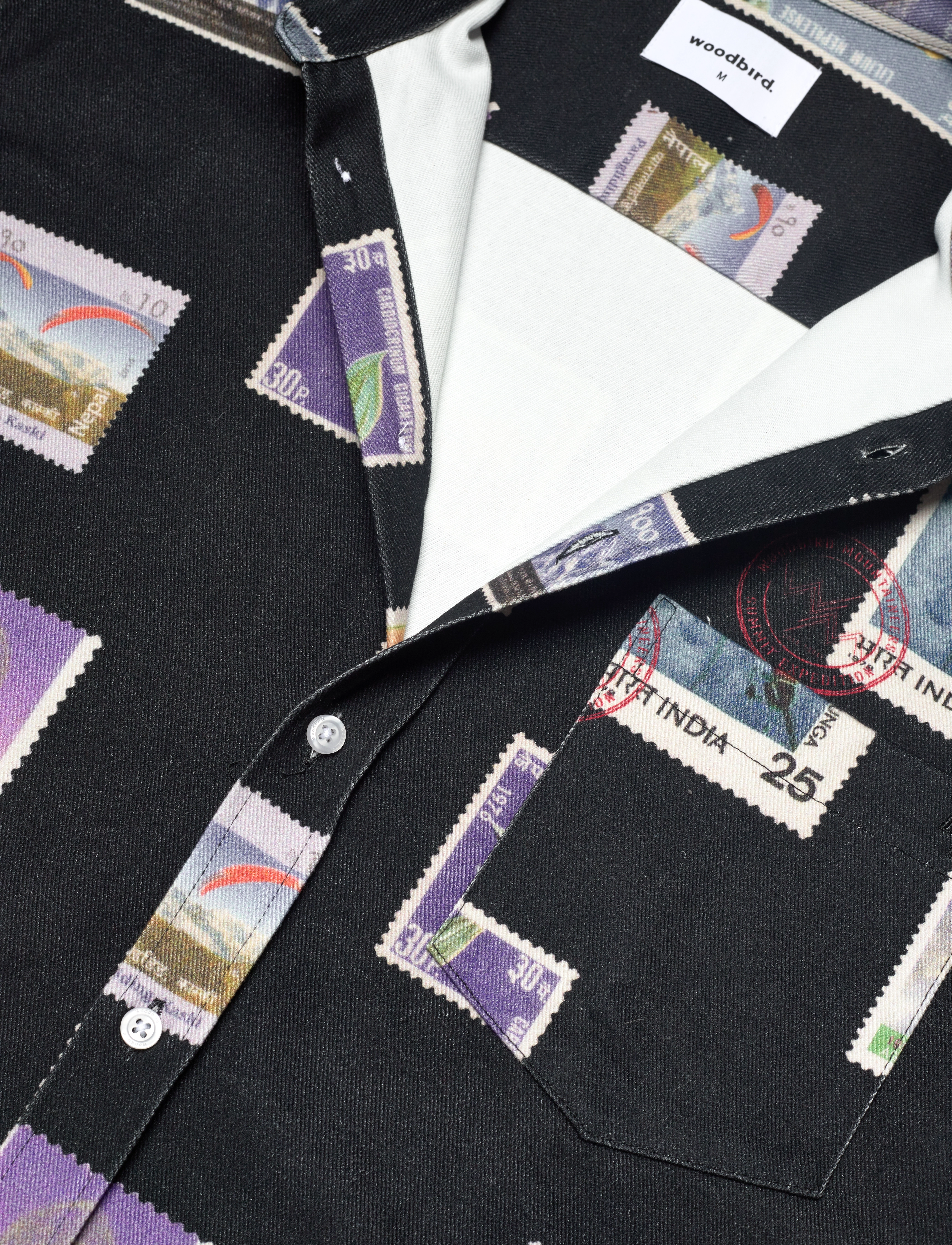 Woodbird - Dads Stamp Shirt - black check - 3