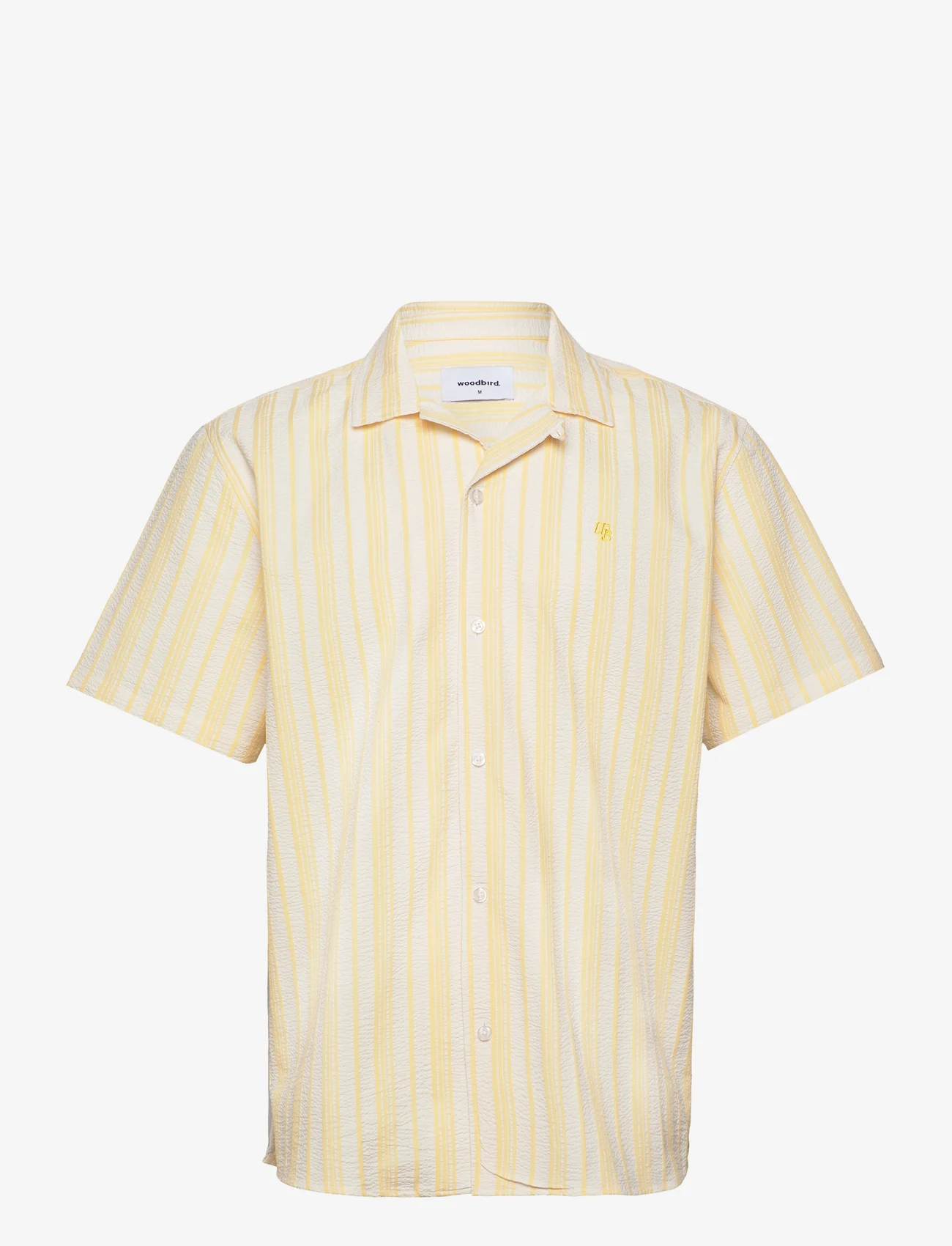 Woodbird - Hale Yello Shirt - kortermede skjorter - white-yellow - 0