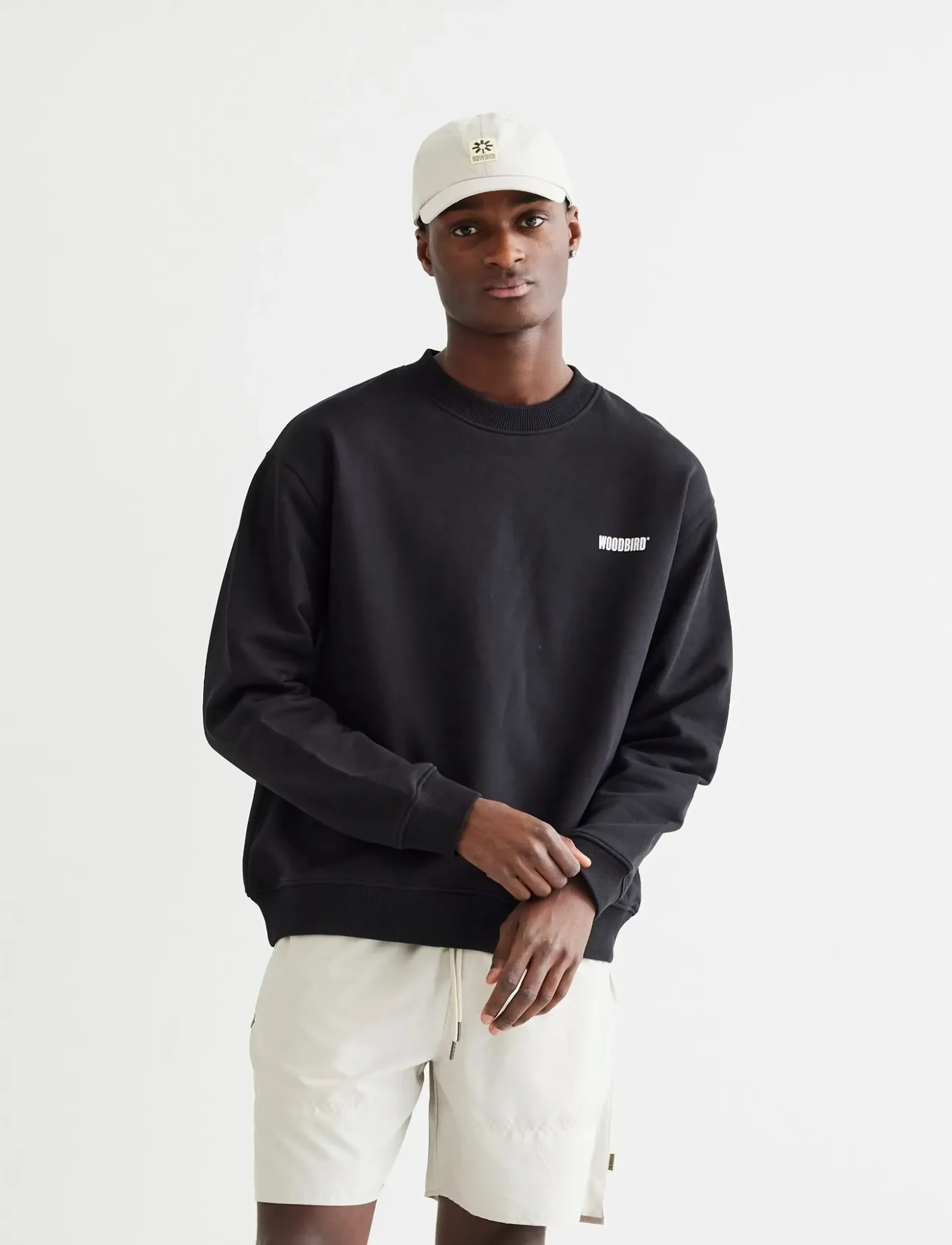 Woodbird WBCane Base Crew - Sweatshirts - BLACK / black