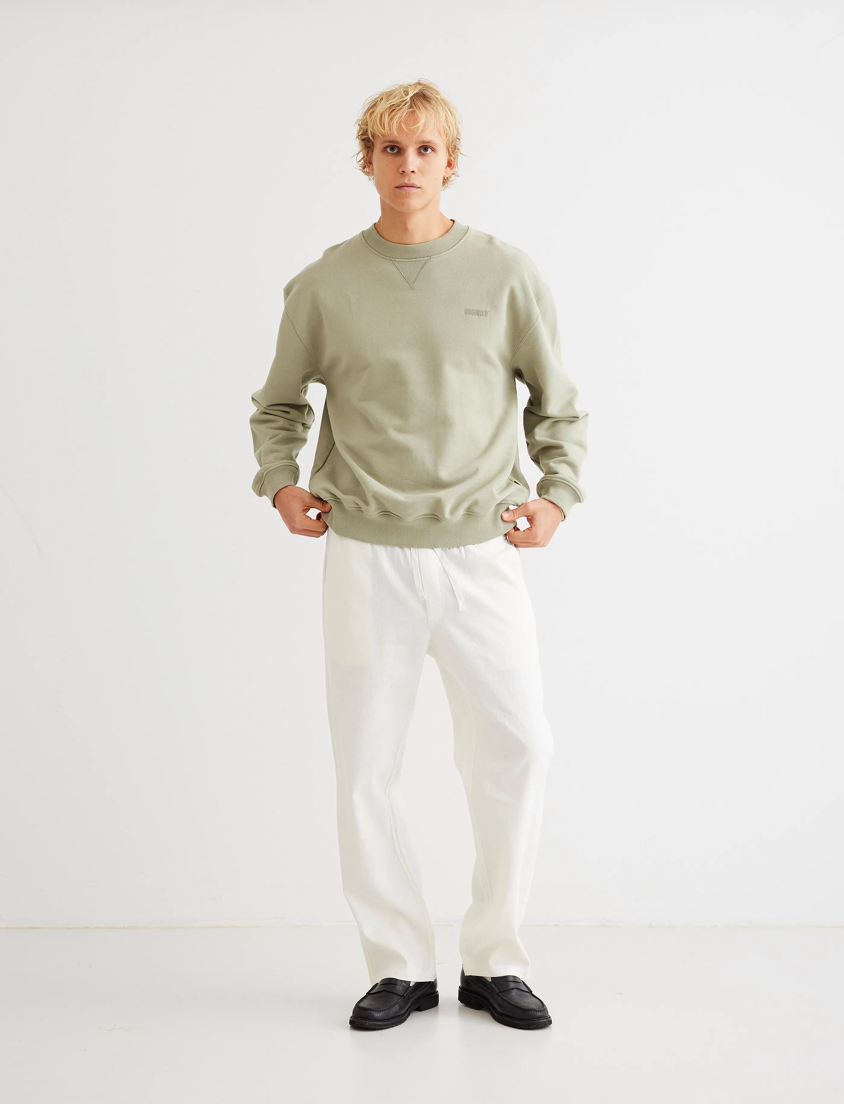 Woodbird Wbeik Linen Pant, XS, White, Bukser > Bukser I Hør, Herre