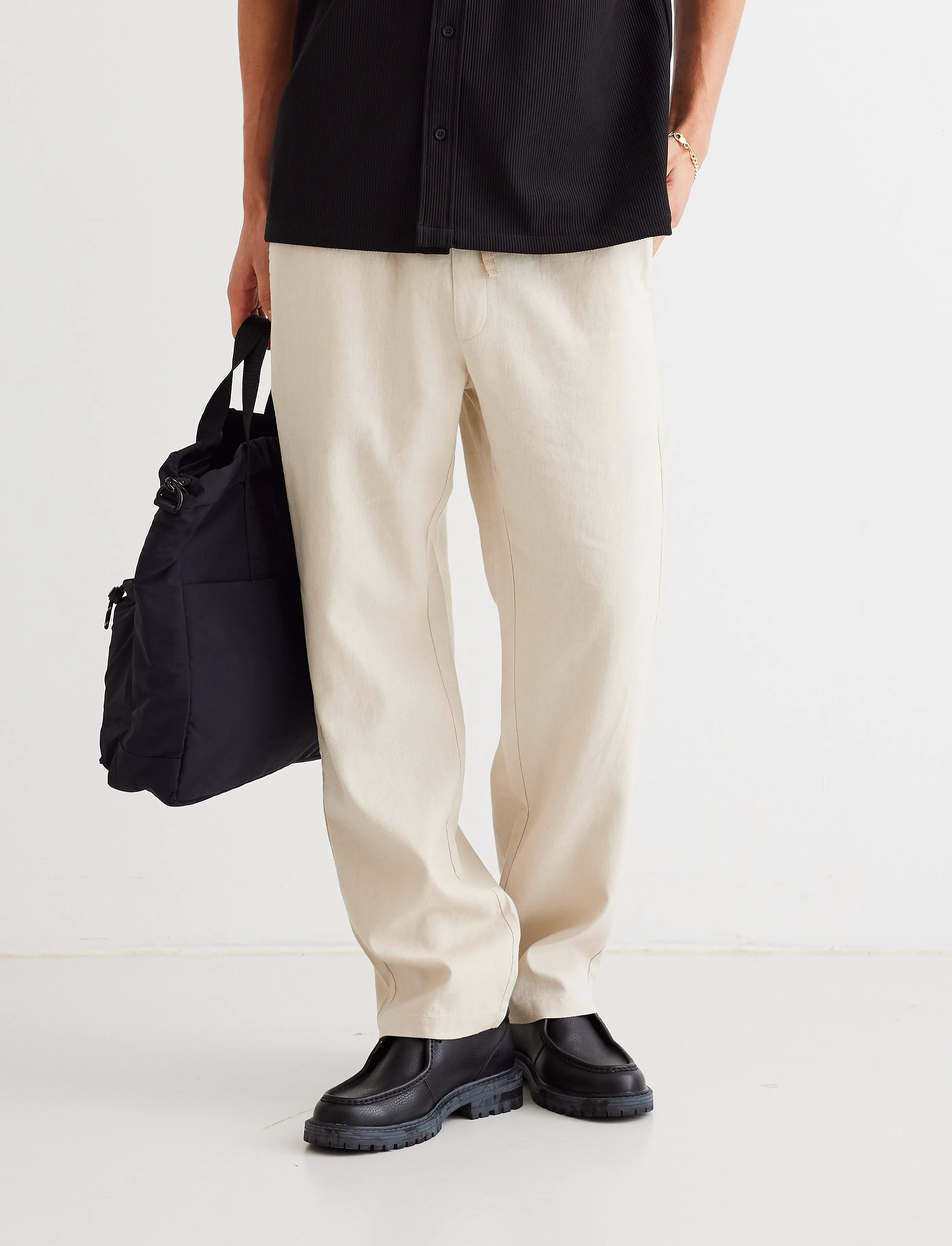 Woodbird WBEik Linen Pant - Püksid - SAND / beige